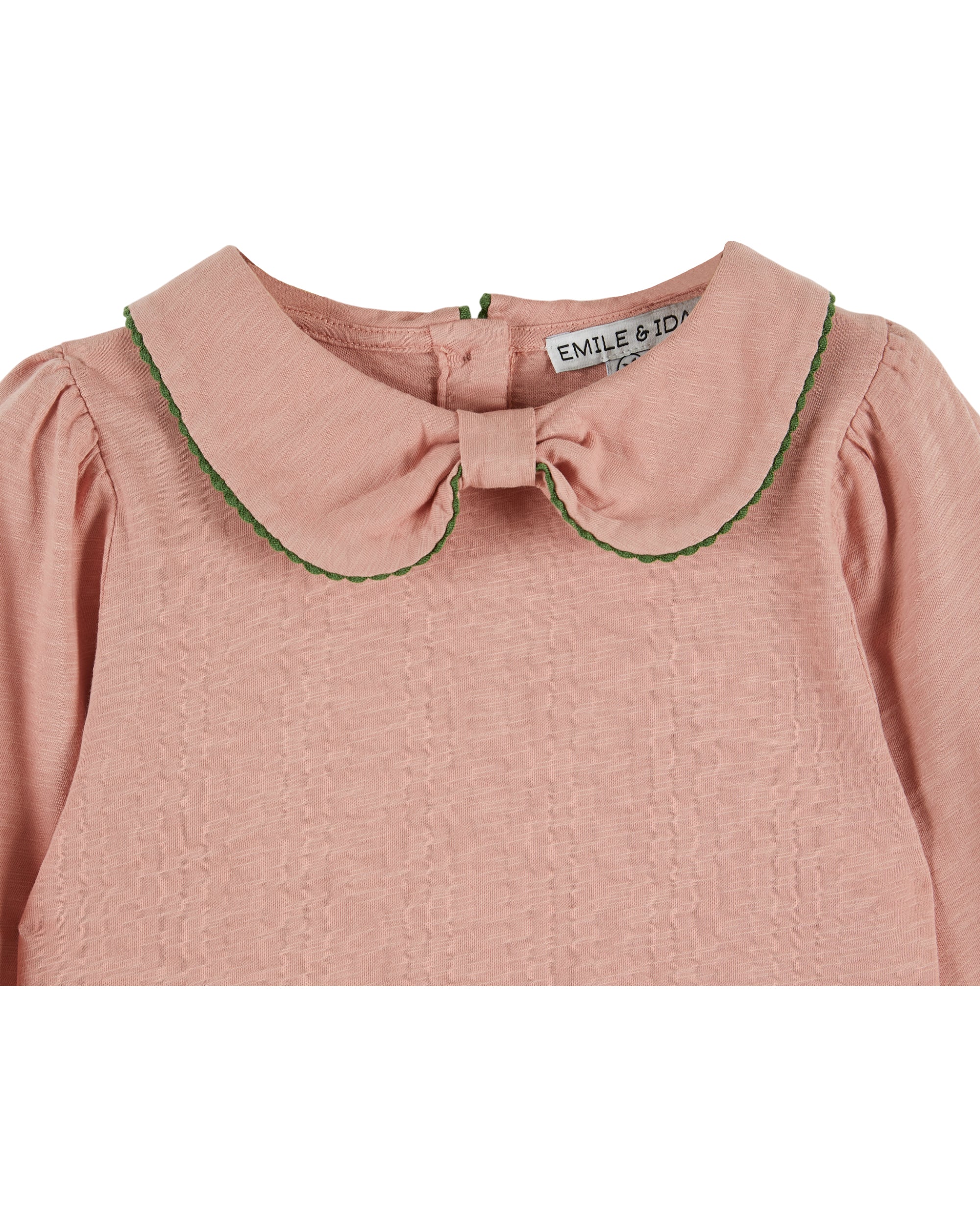 Long-sleeved t-shirt Pink bow collar