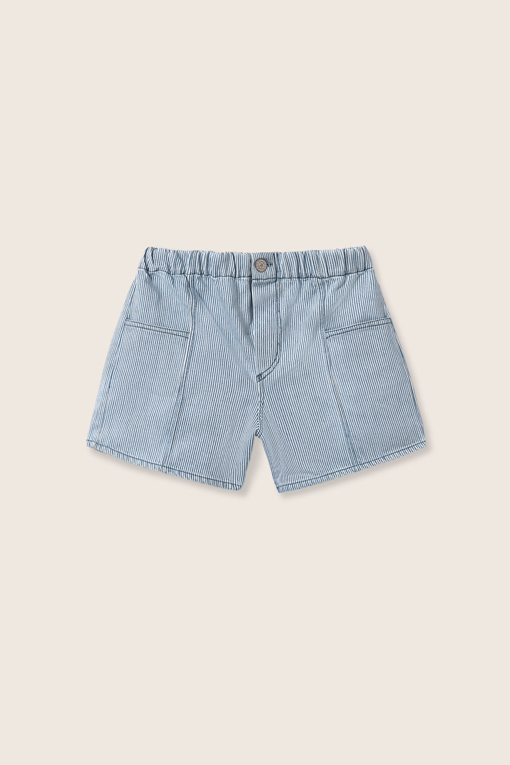 Amber Fine Striped Denim Shorts - Blue