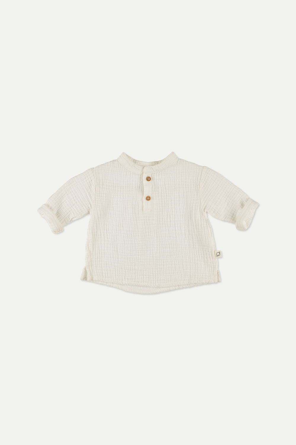 Soft Gauze Baby Mao Collar Shirt Ivory