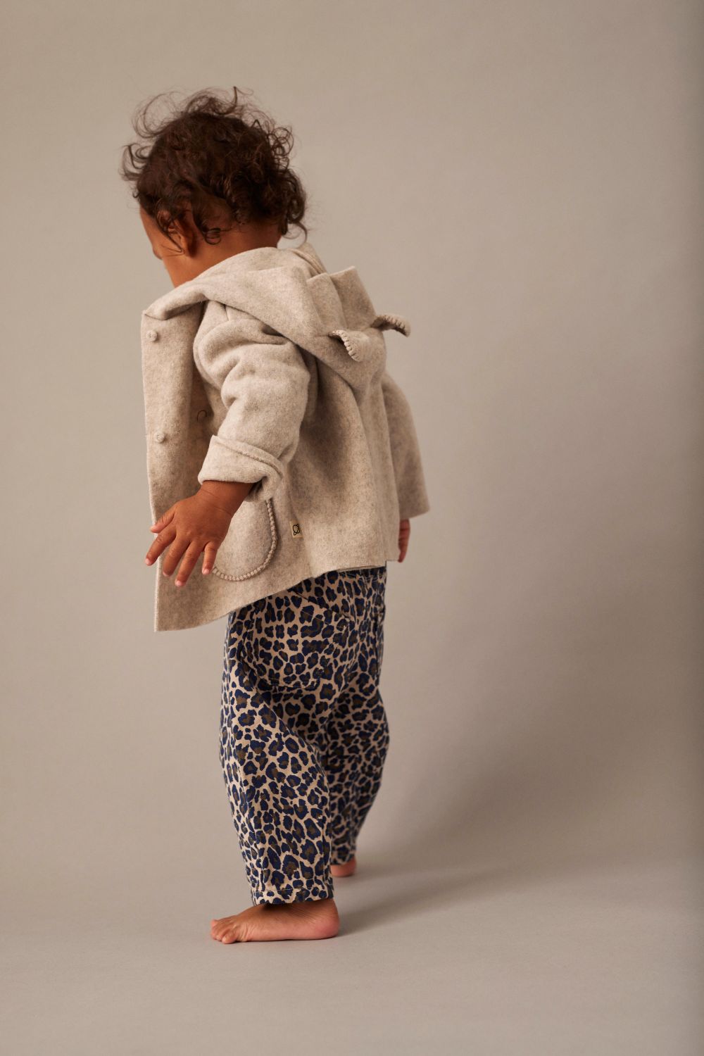 Animal Print Twill Baby Pants - Stone