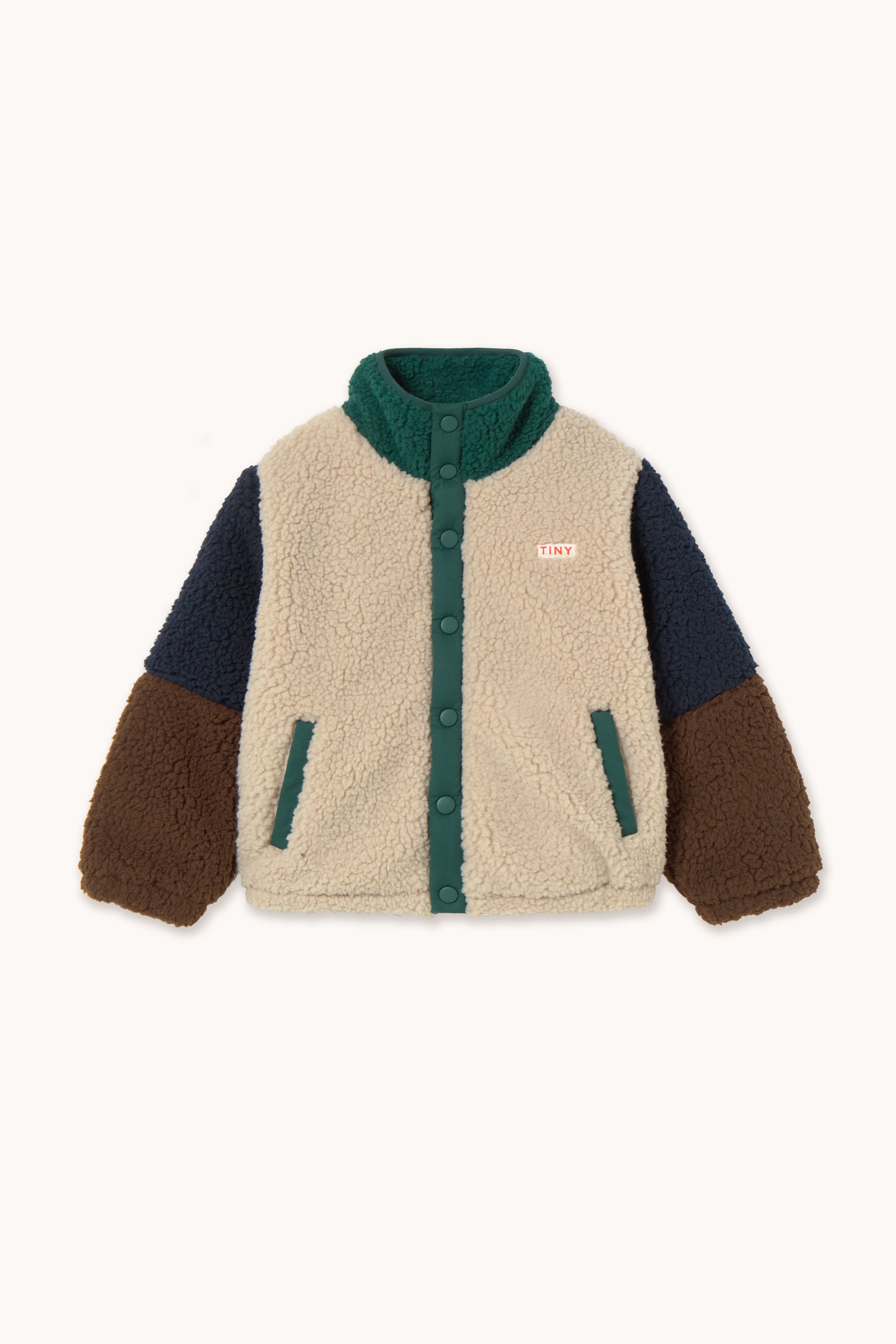 Color Block Polar Sherpa Jacket - Dark Green