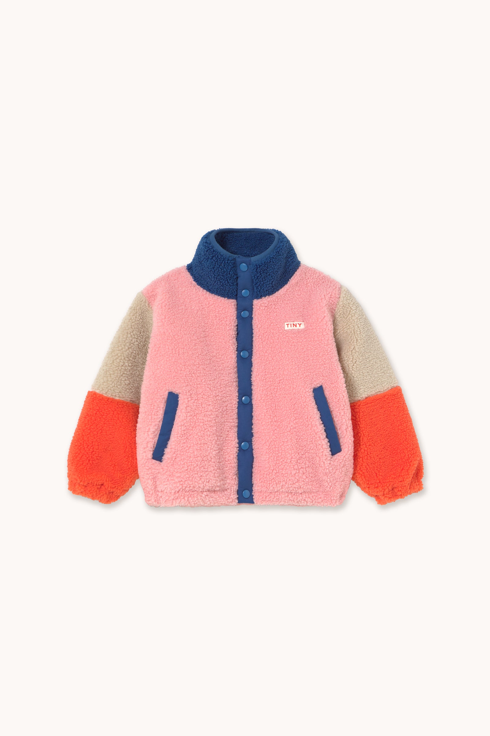 Color Block Polar Sherpa Jacket - Dark Blue
