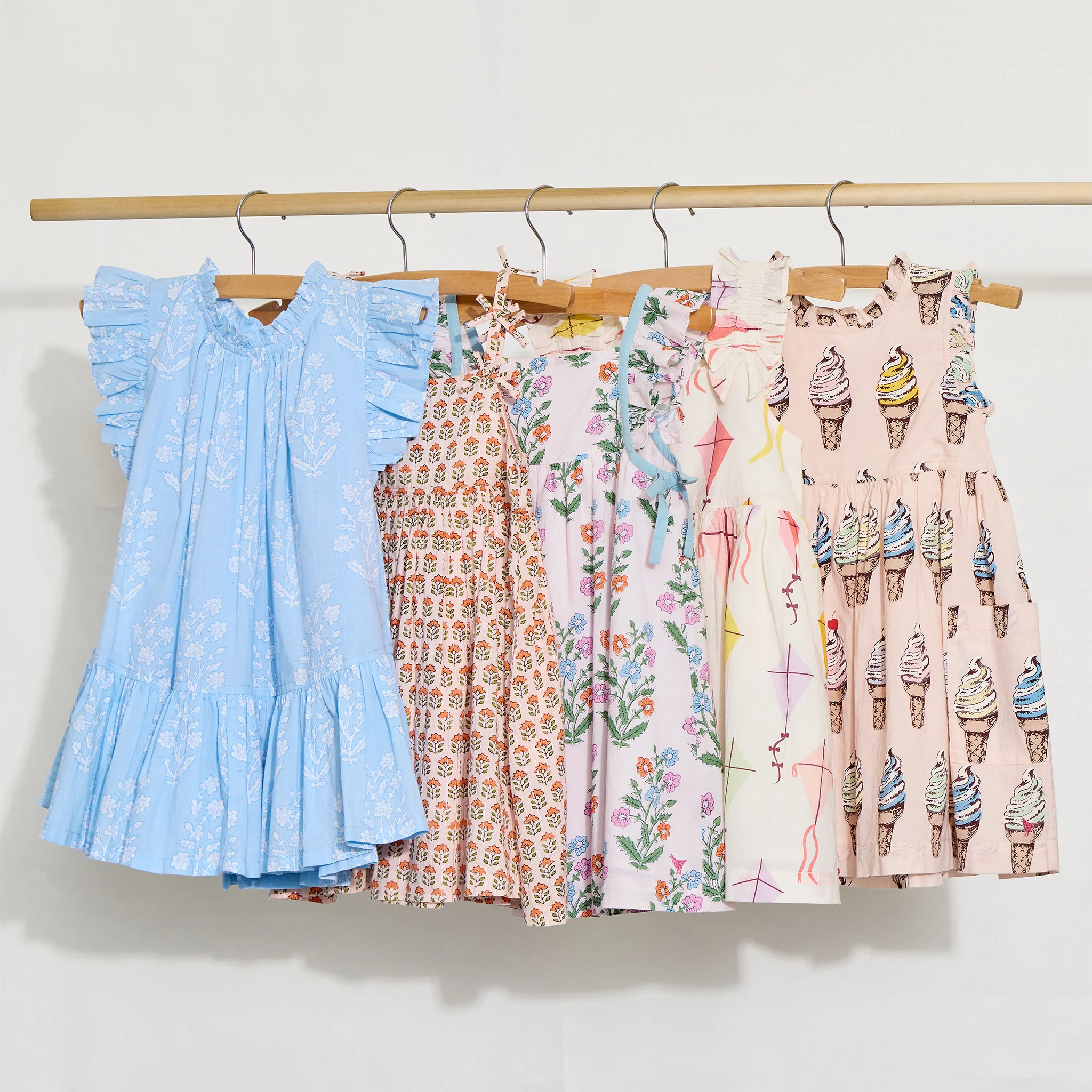 Girls Tia Dress - Pink Prairie Block Print