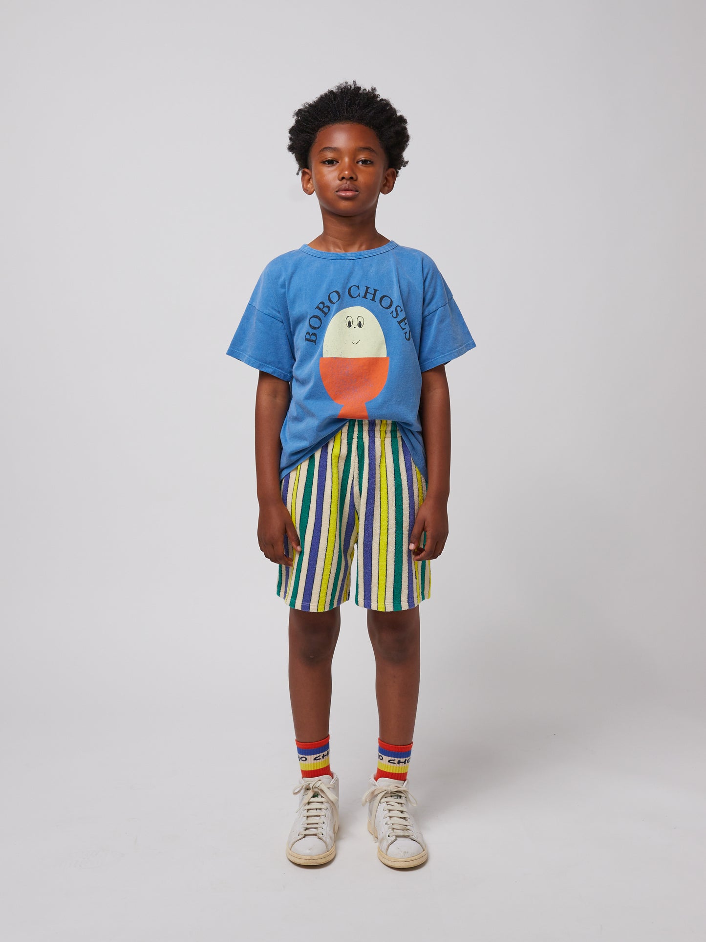 Multicolor Stripes Terry Cloth Bermuda Shorts