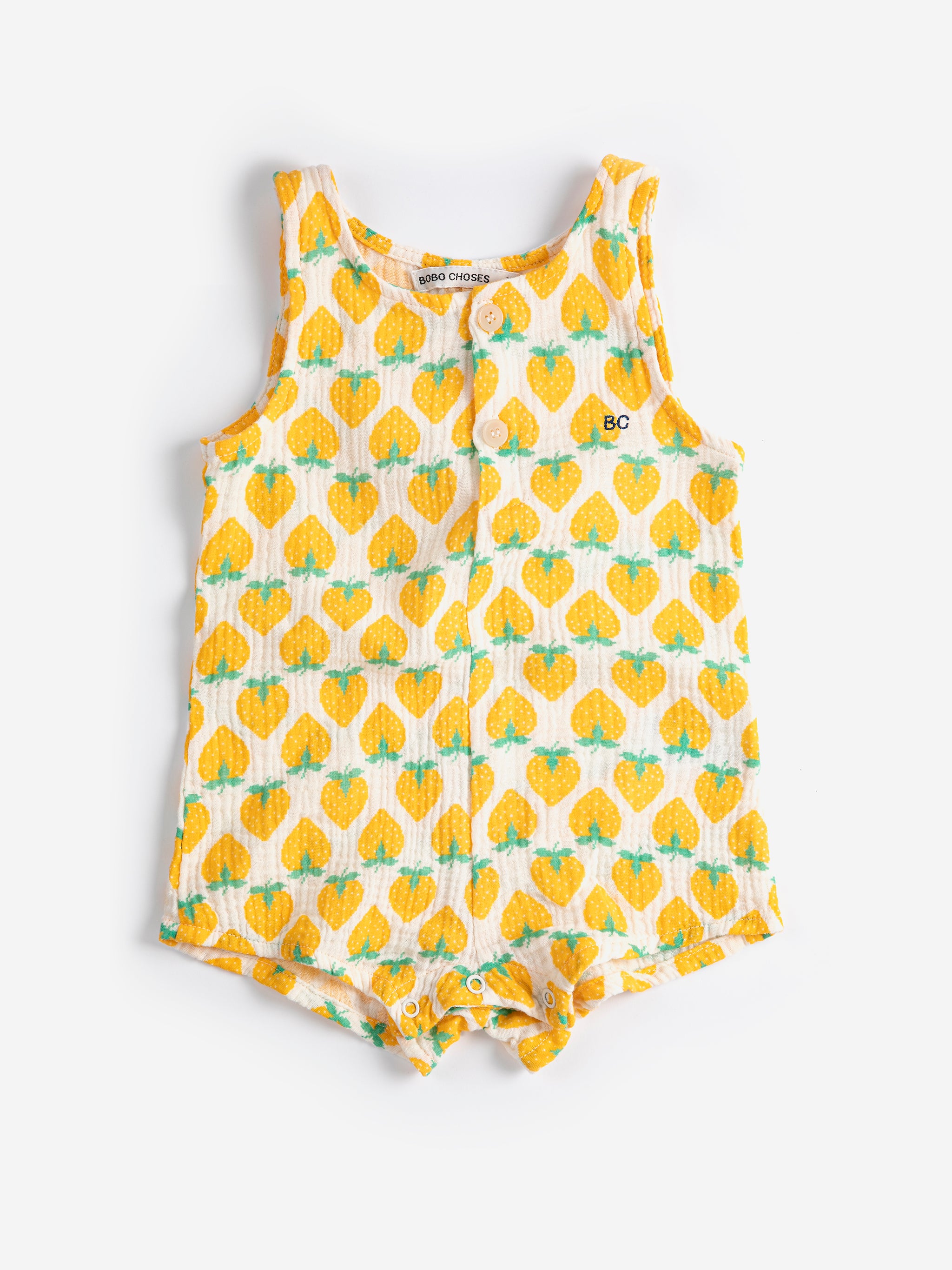 Strawberry All Over Woven Playsuit - White