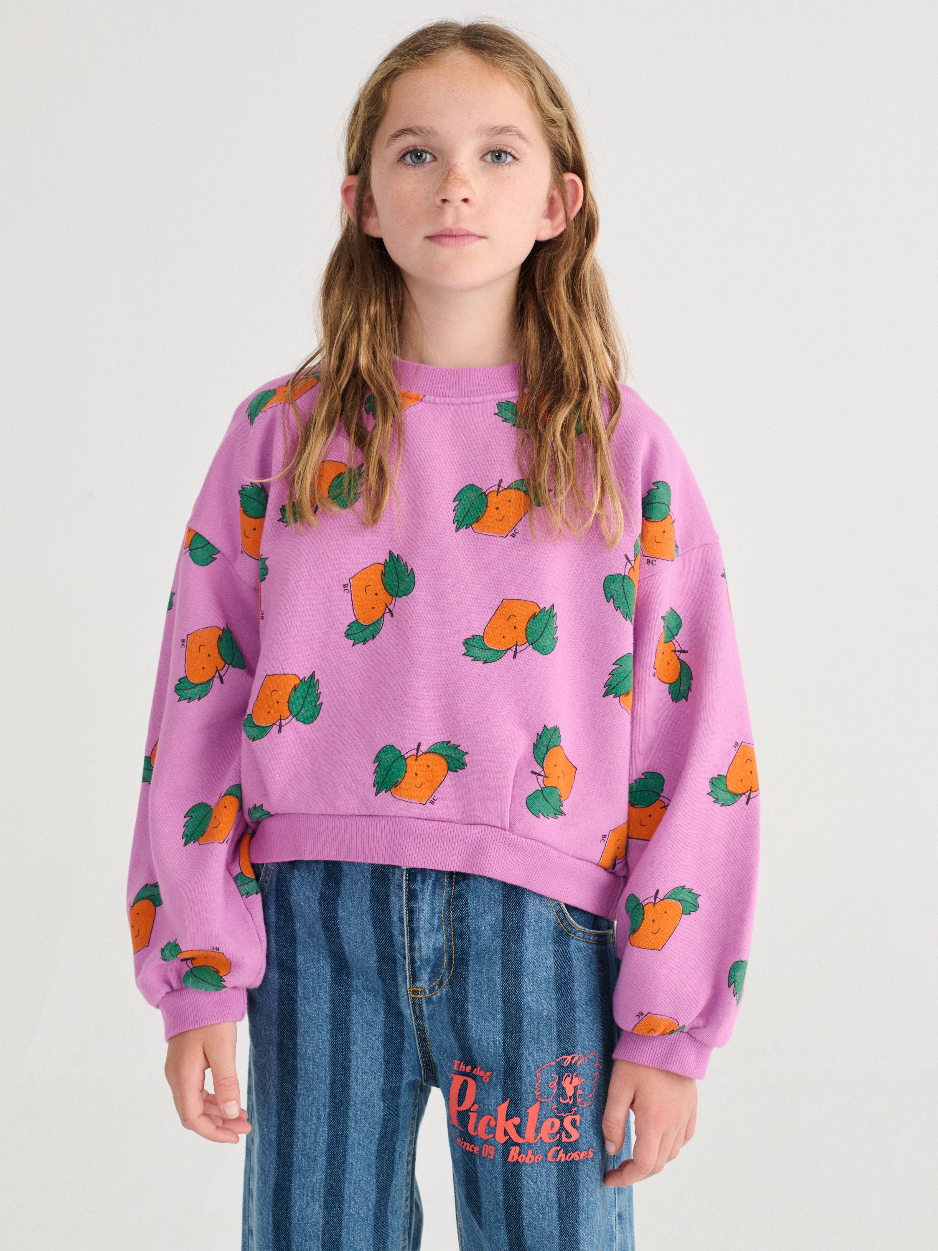 Tangerine All Over Cropped Sweatshirt - Purple