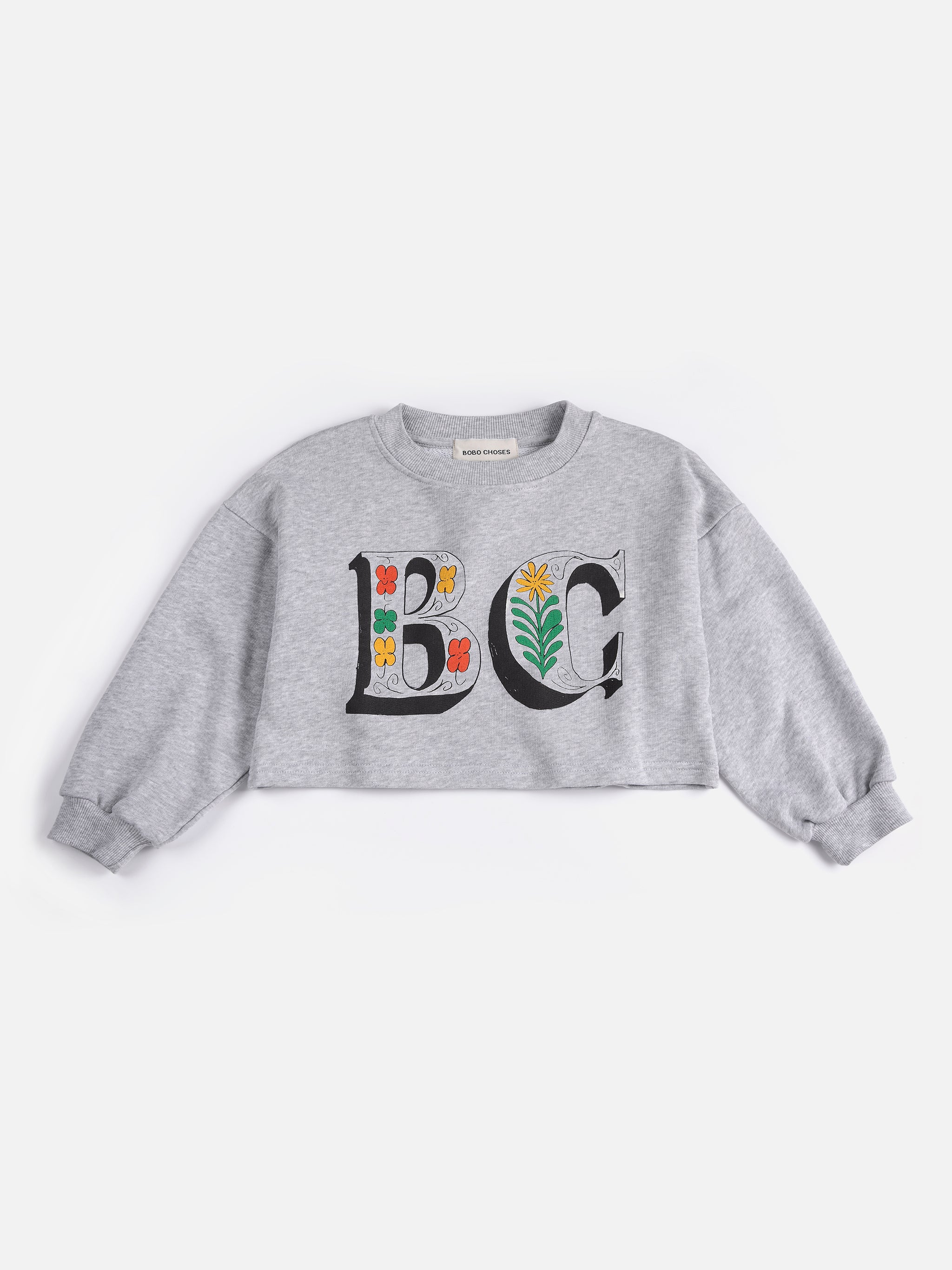 Spring Letters Cropped Sweatshirt - Heather Grey