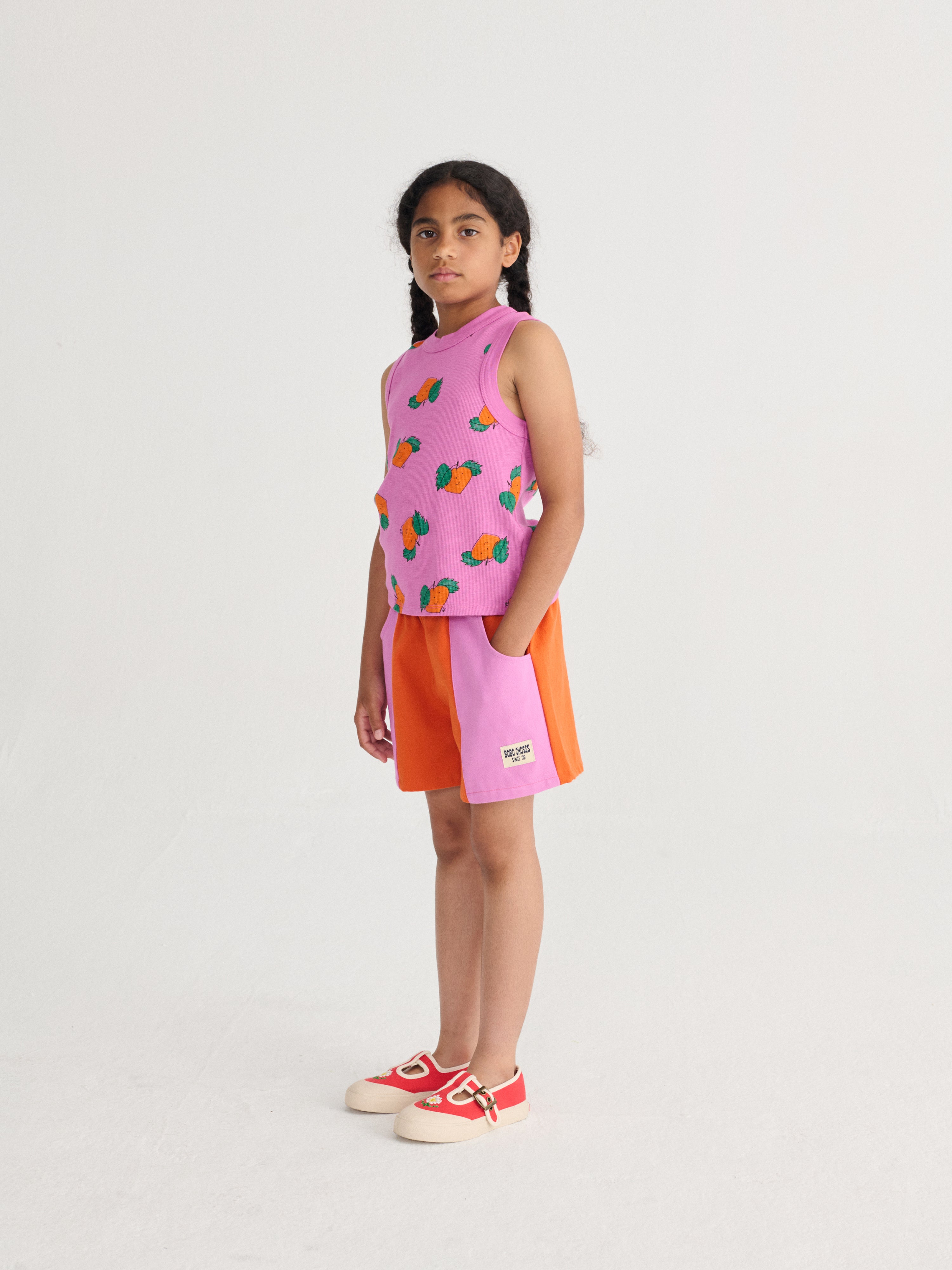 Bobo Choses Color Block Woven Shorts - Orange