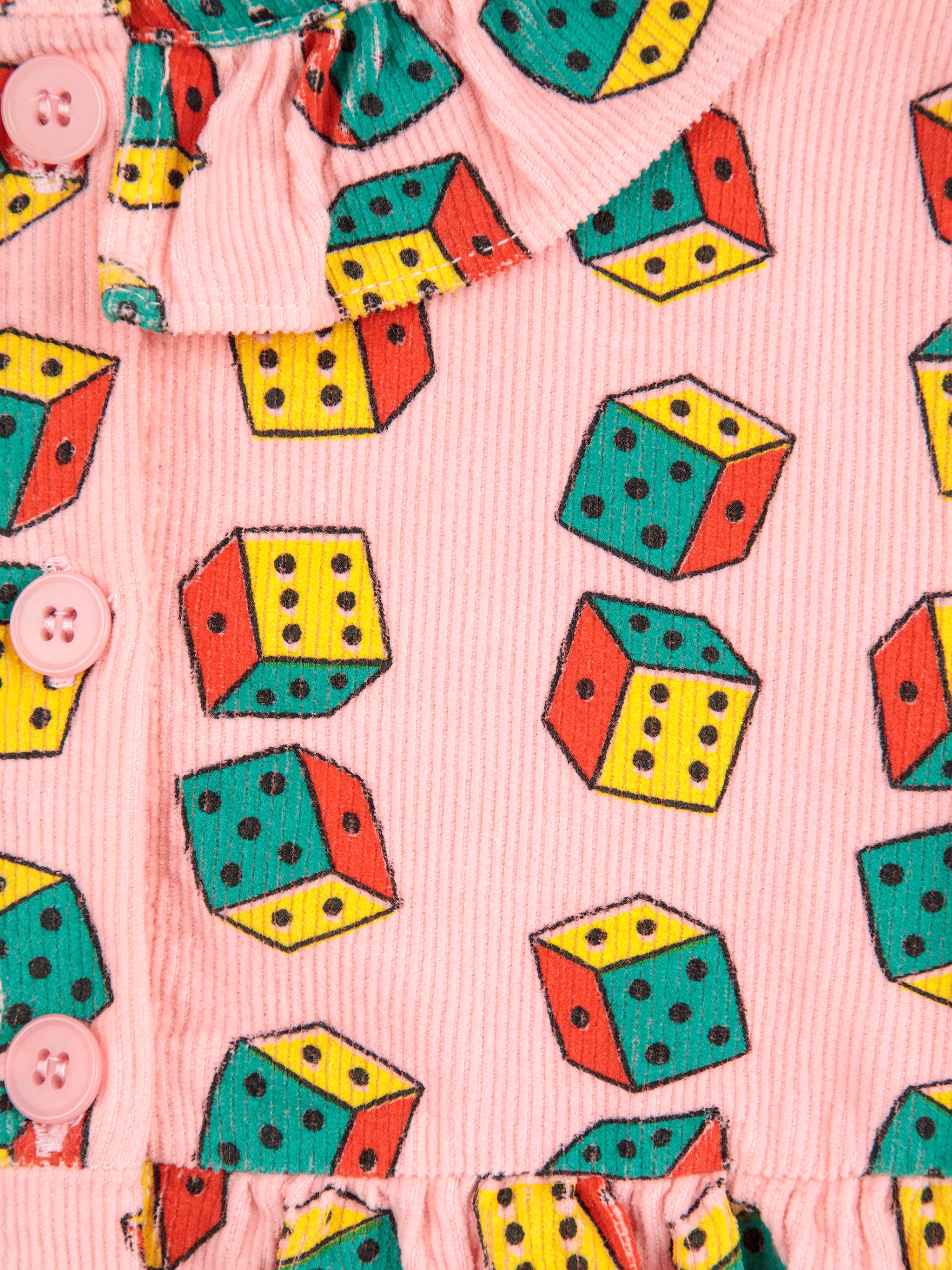 Dices All Over Micro Corduroy Dress - White