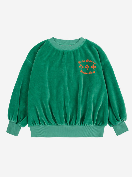 Have Fun Velvet Sweatshirt - Green
