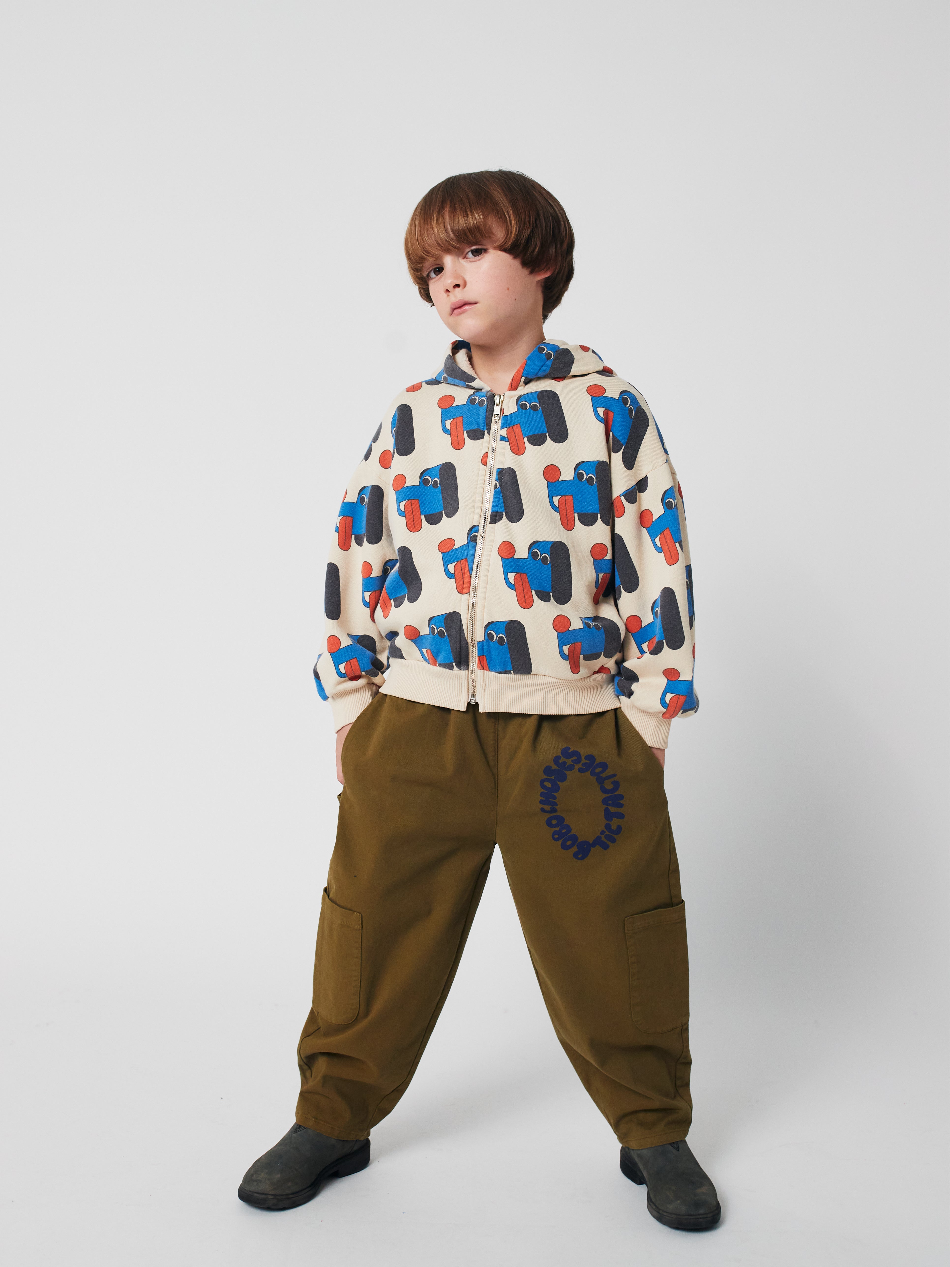 Doggy Mate All Over Zipped Hoodie - Offwhite