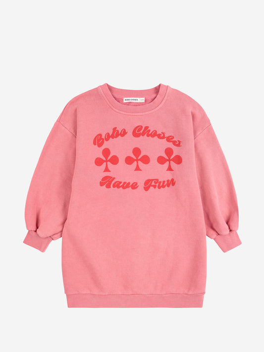 Have Fun Sweatshirt Dress - Pink