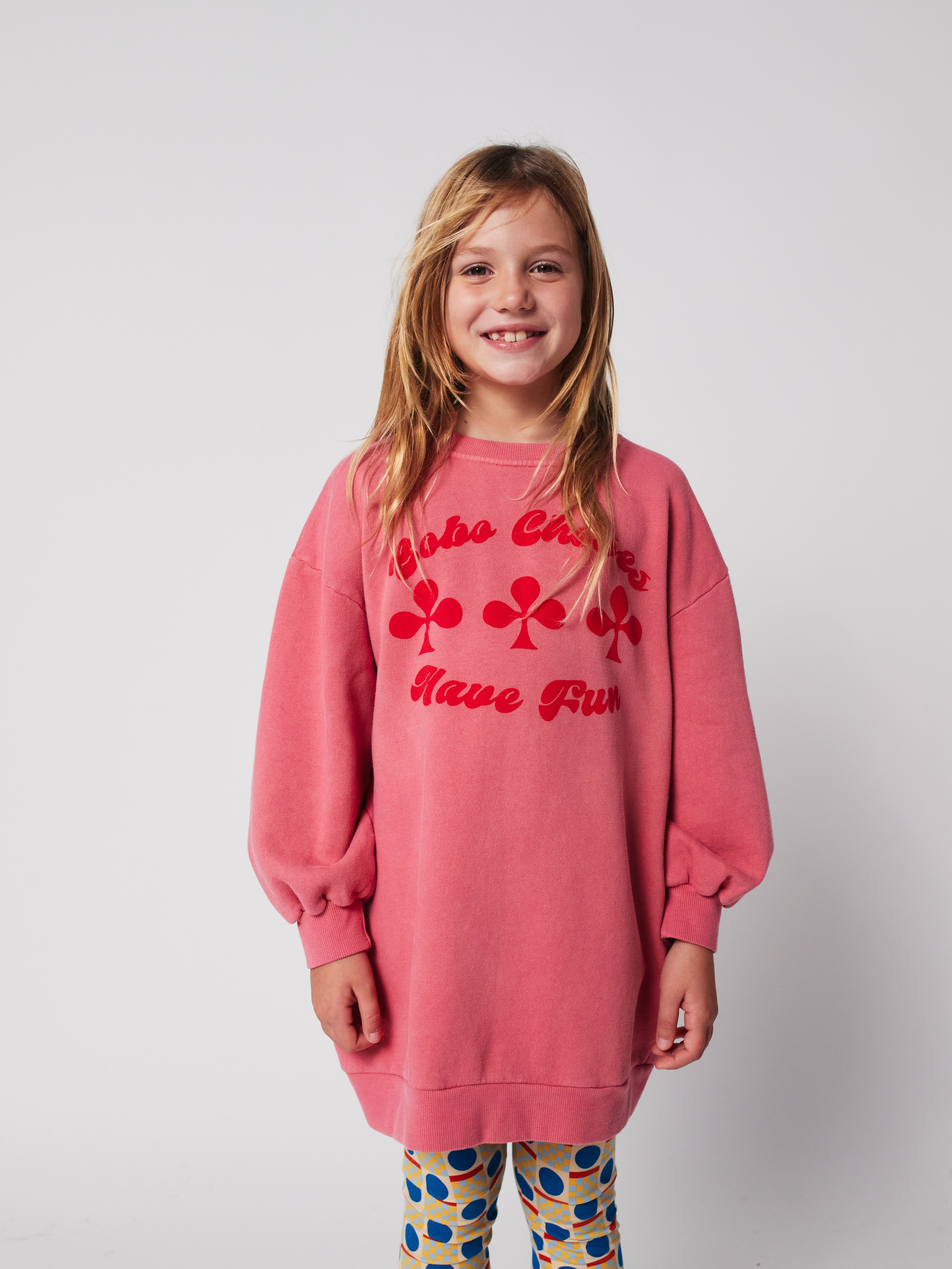 Have Fun Sweatshirt Dress - Pink