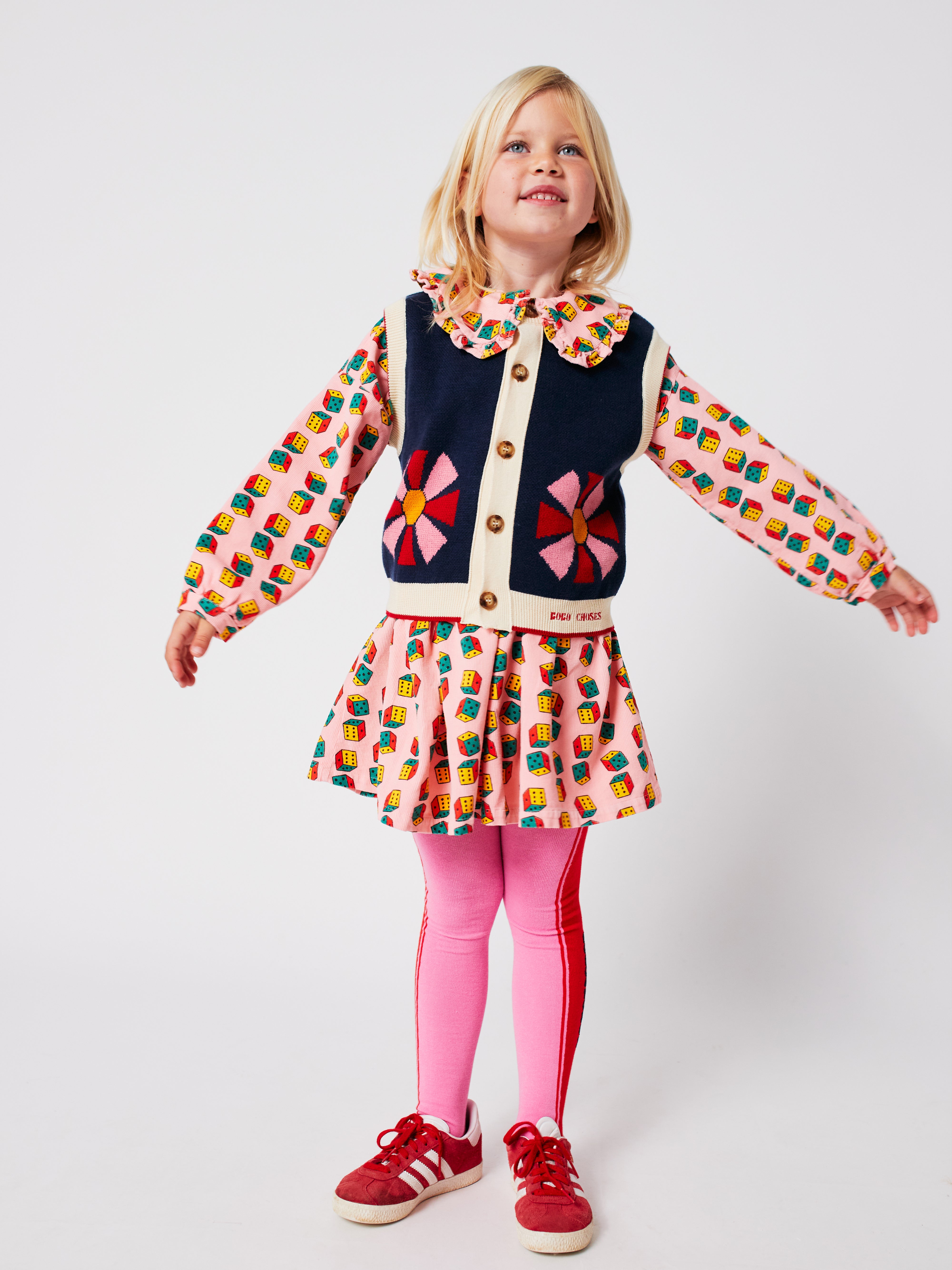 Dices All Over Micro Corduroy Dress - Pink