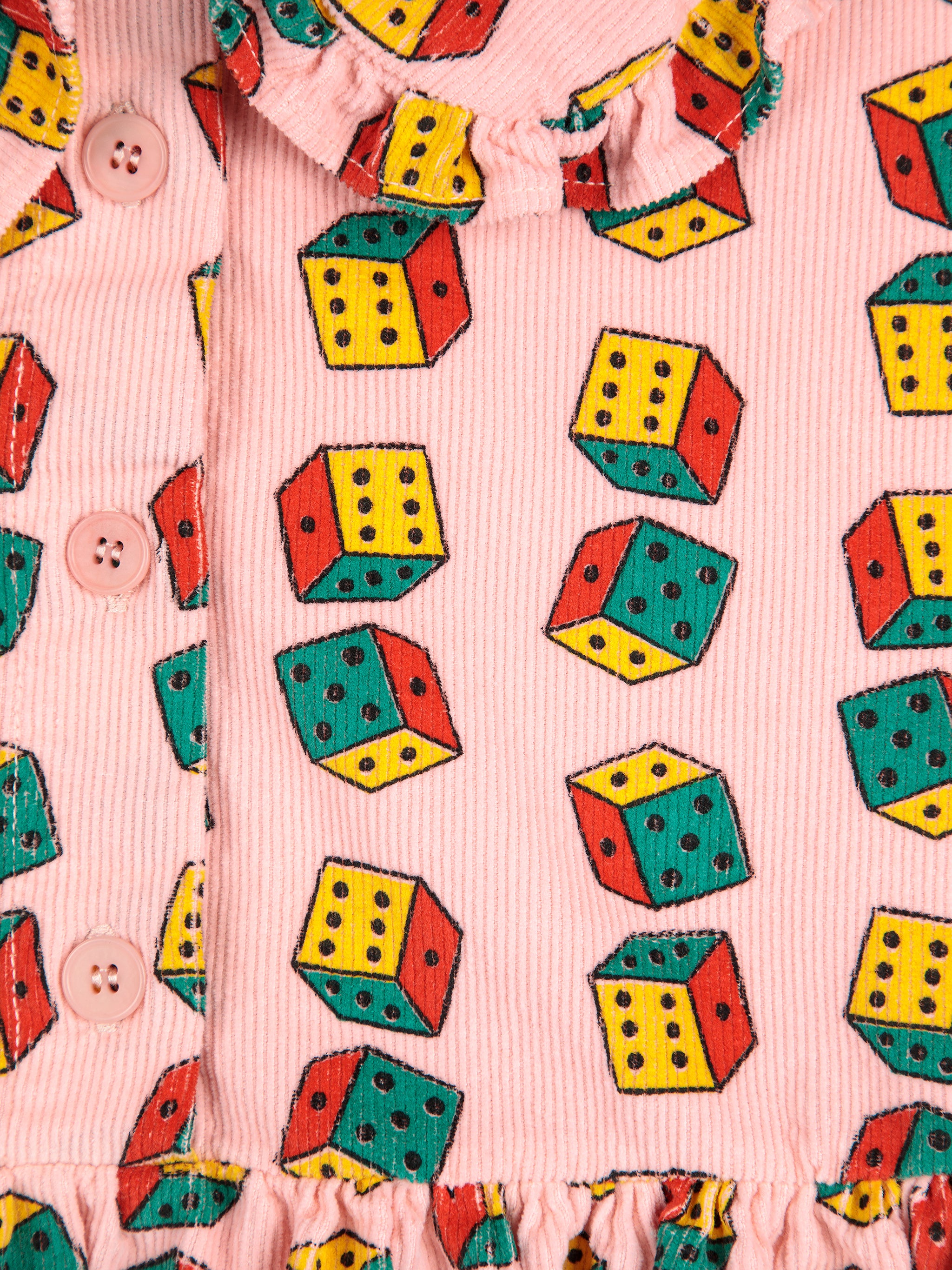 Dices All Over Micro Corduroy Dress - Pink