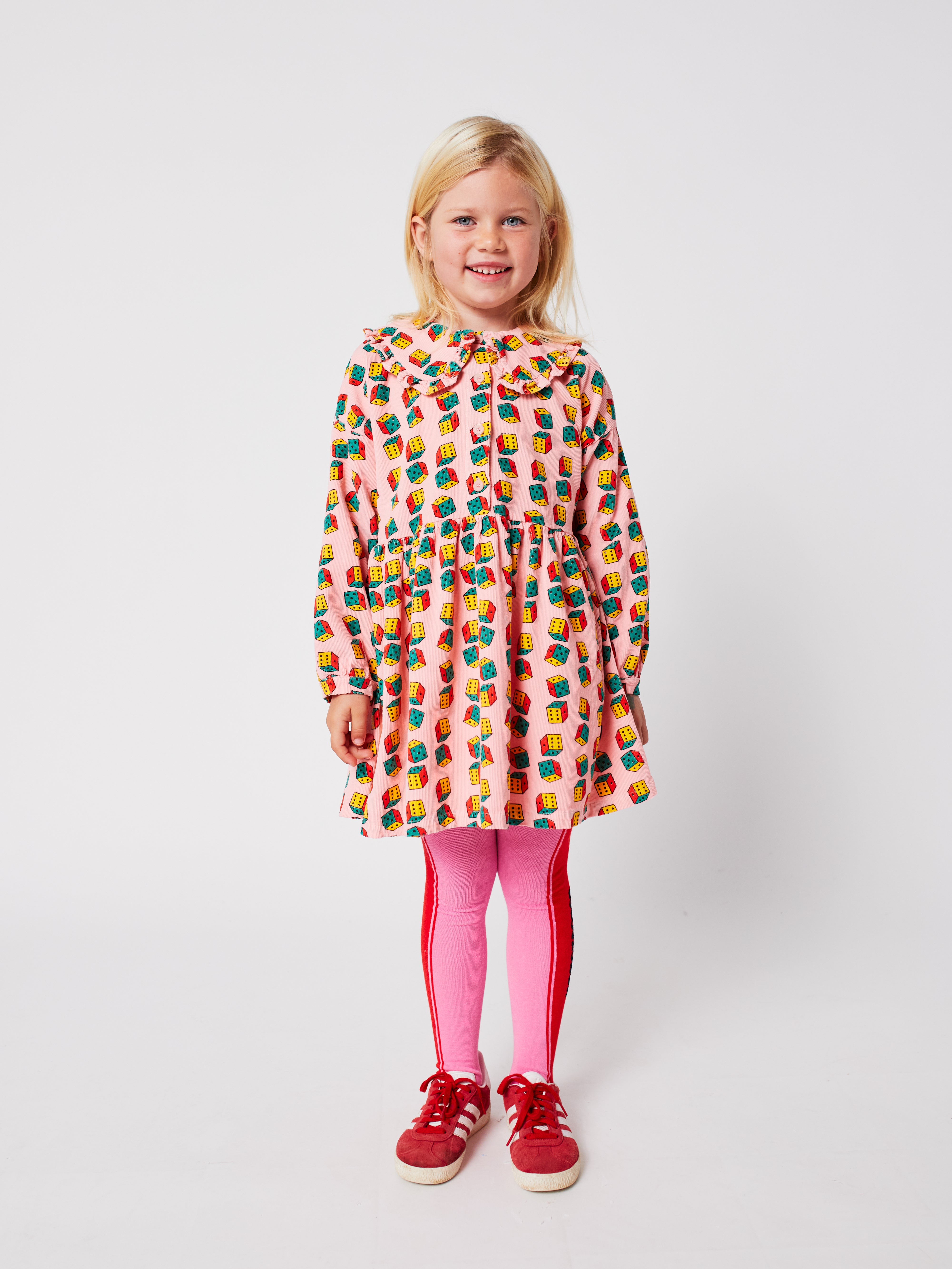 Dices All Over Micro Corduroy Dress - Pink