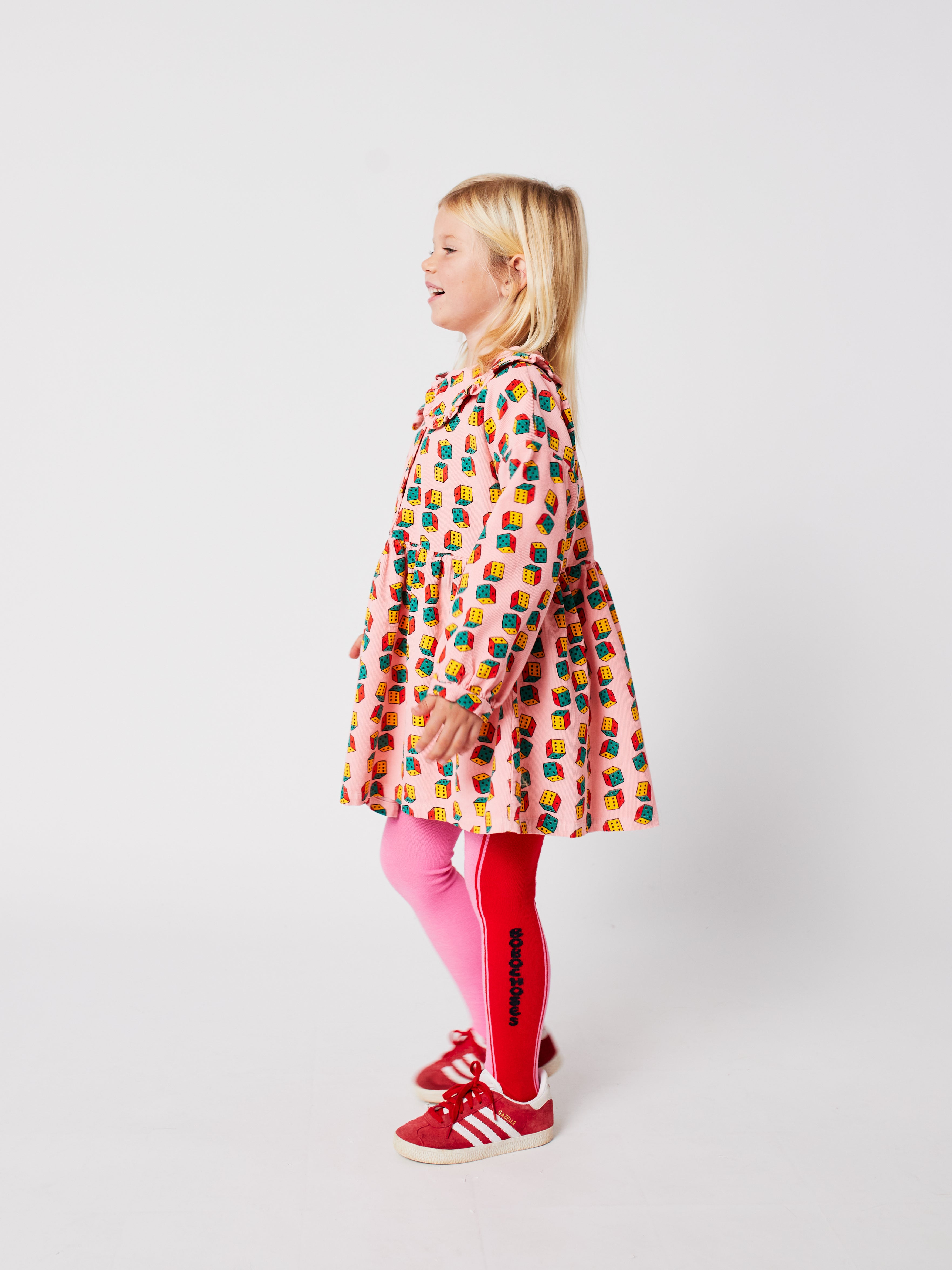 Dices All Over Micro Corduroy Dress - Pink
