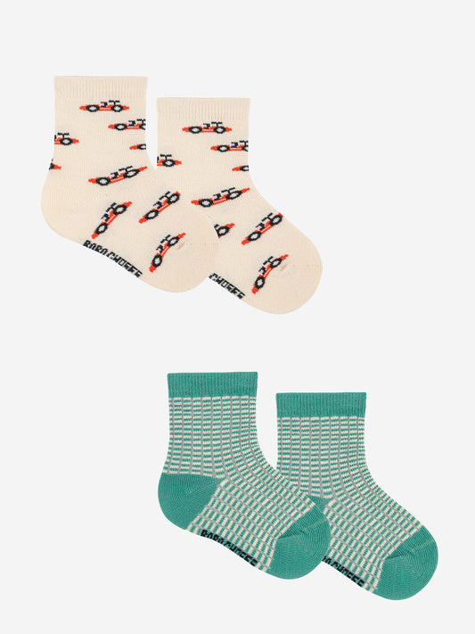 Race Car All Over Short Socks Pack - Multicolor