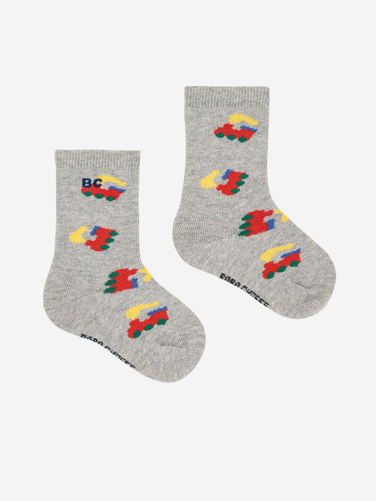 Bobo Choo Choo All Over Long Socks - Light Heather Grey