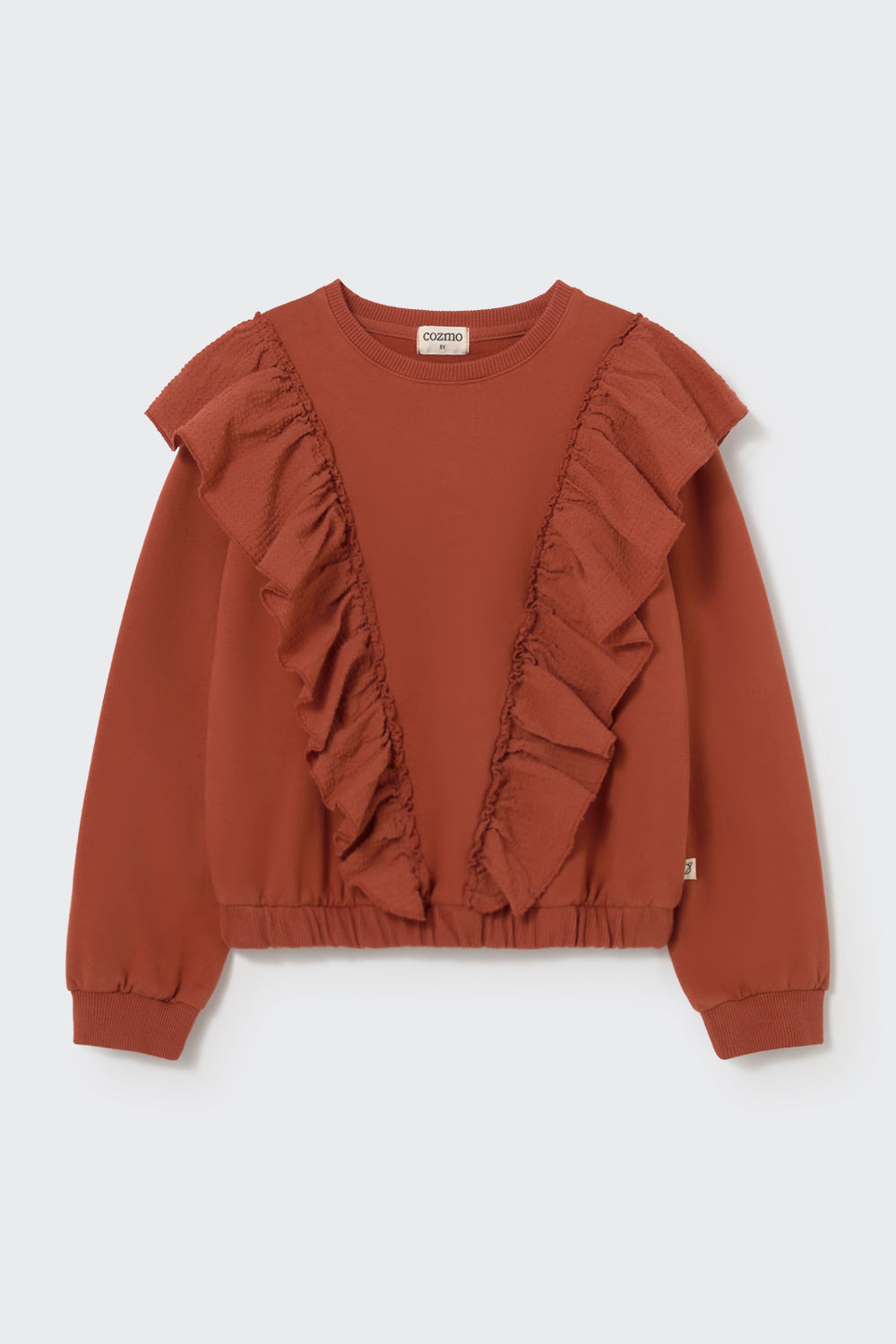 Bianca Elastic Fleece Ruffle Sweatshirt - Ginger