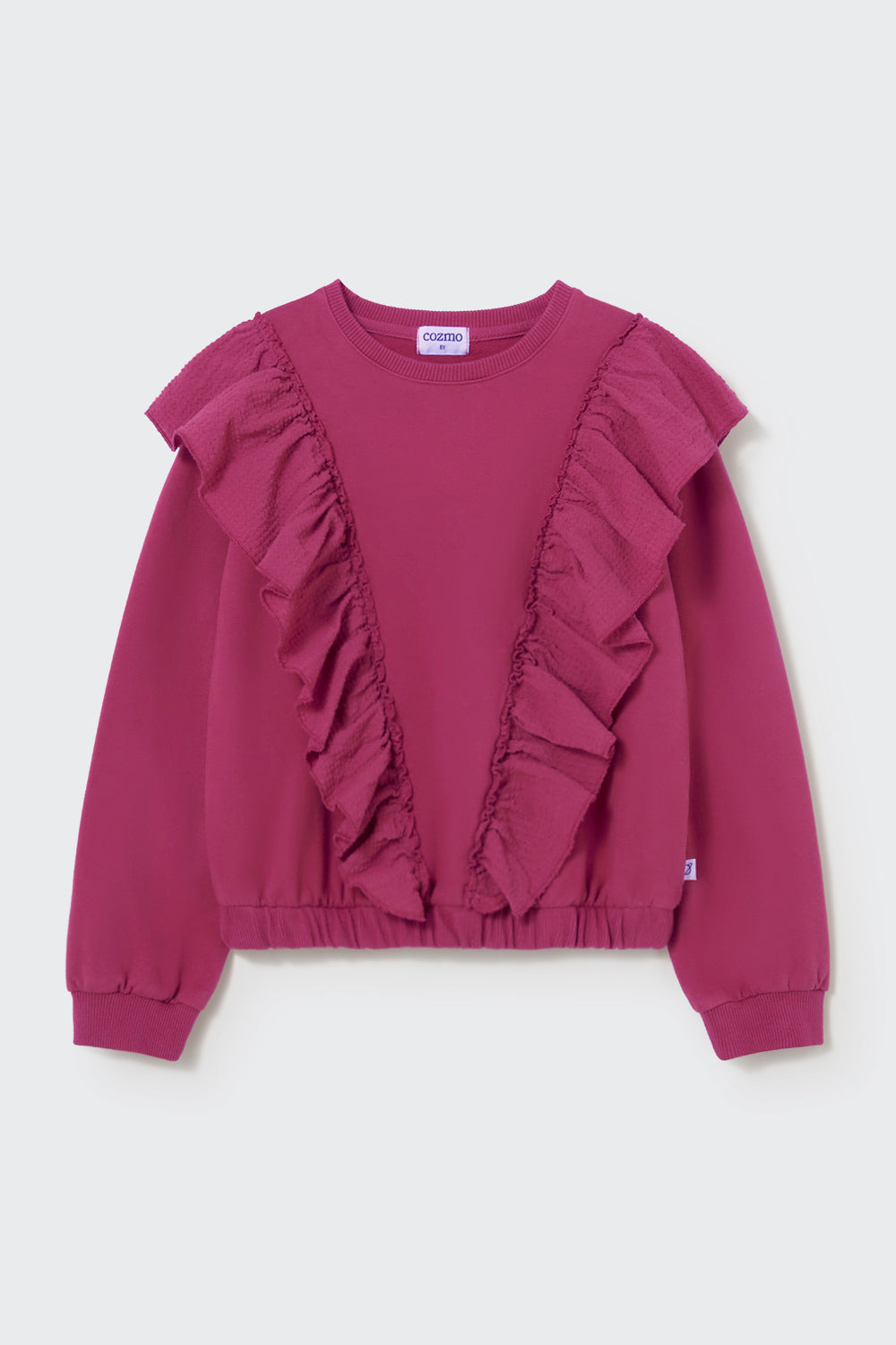 Bianca Elastic Fleece Ruffle Sweatshirt - Prune