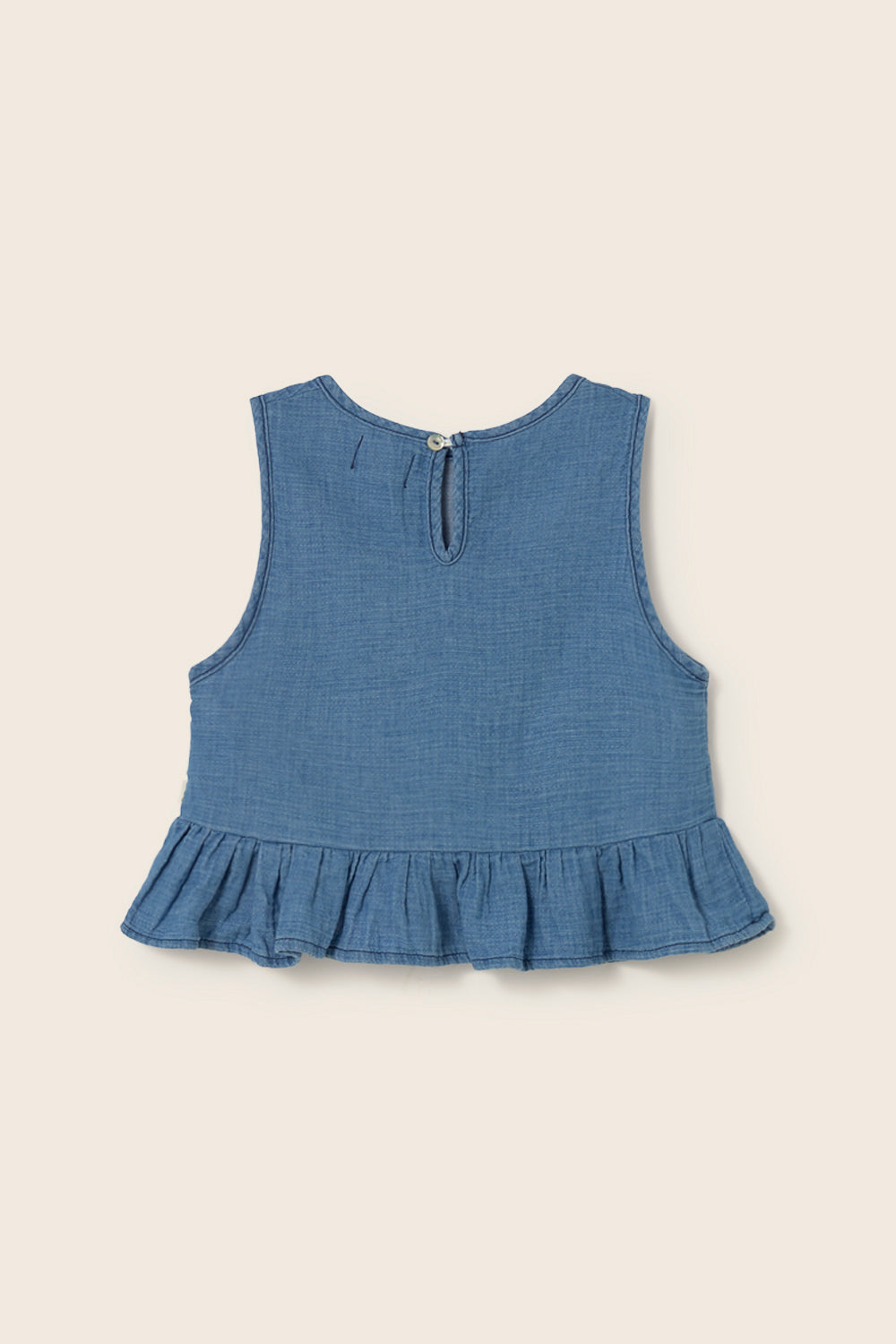 Blair Denim Gauze Cotton Top - Blue