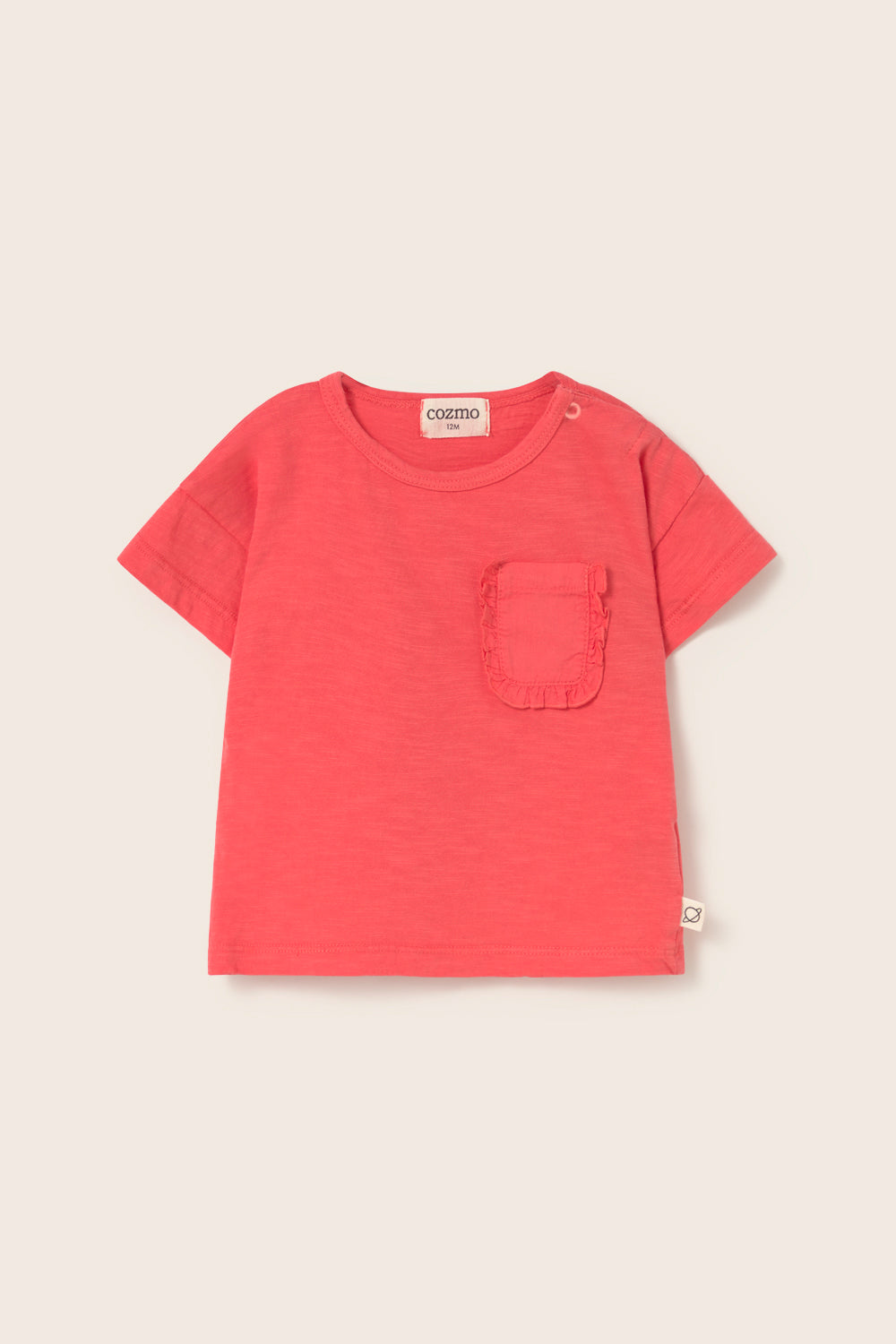 Brisa Soft Slub Cotton Ruffle Baby T-Shirt - Tomato