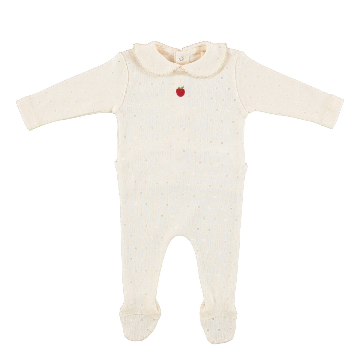 Bebe Apple Collar Overall - Natural Pointelle