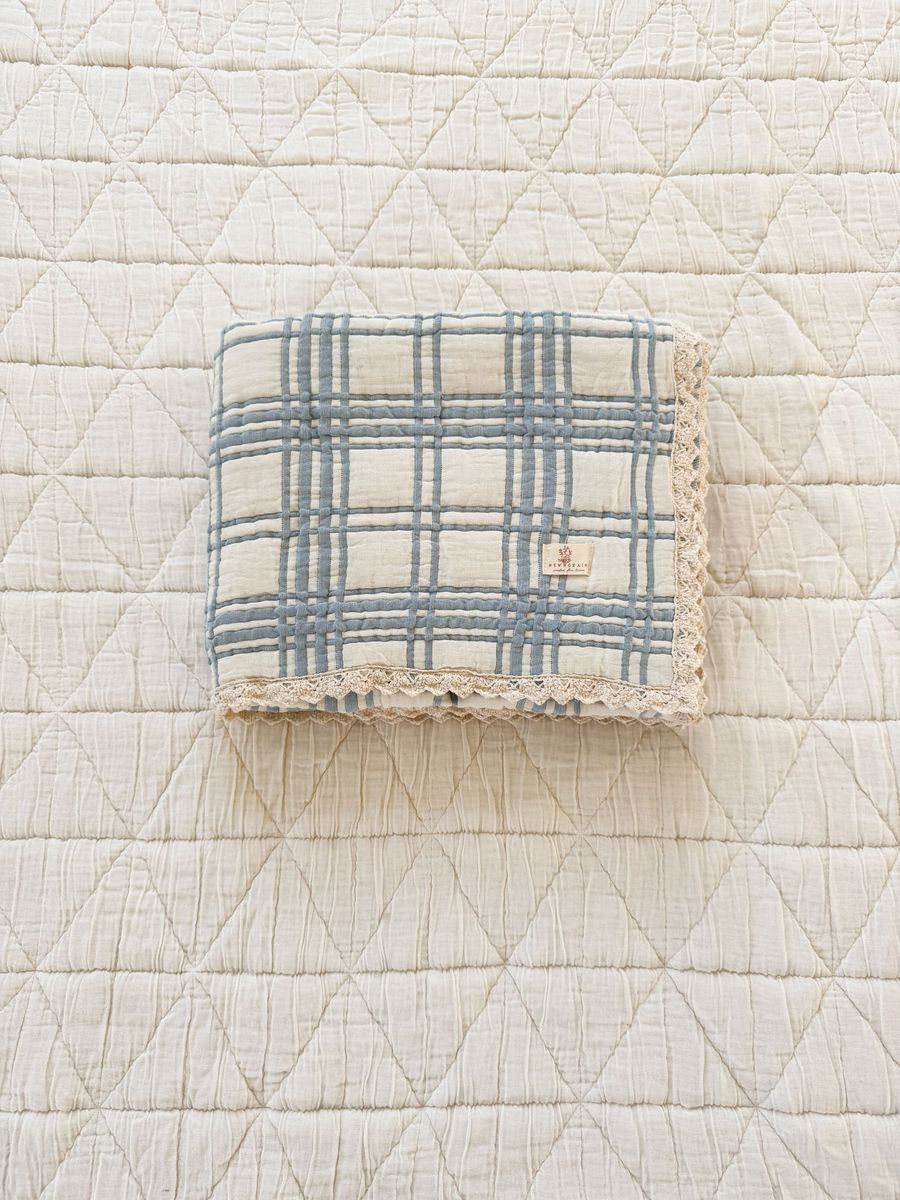 French Plaid Quilt - Powder
