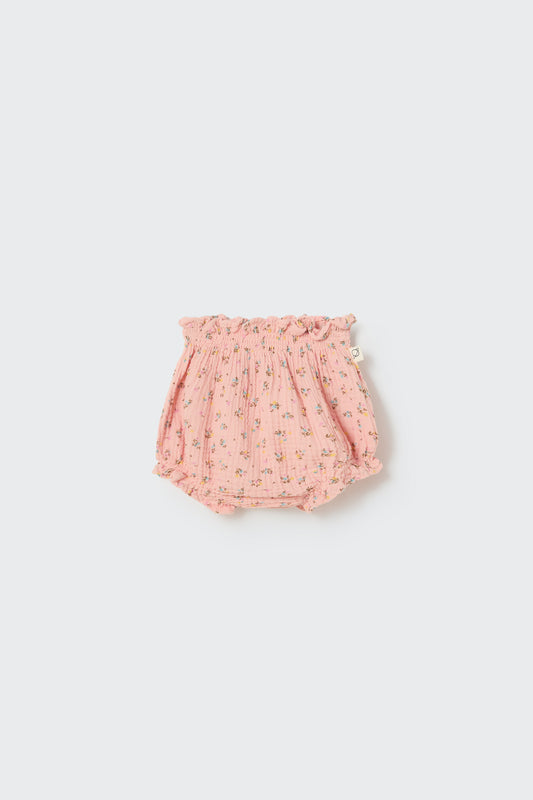 Organic Floral Gauze Baby Bloomers - Confetti Pink