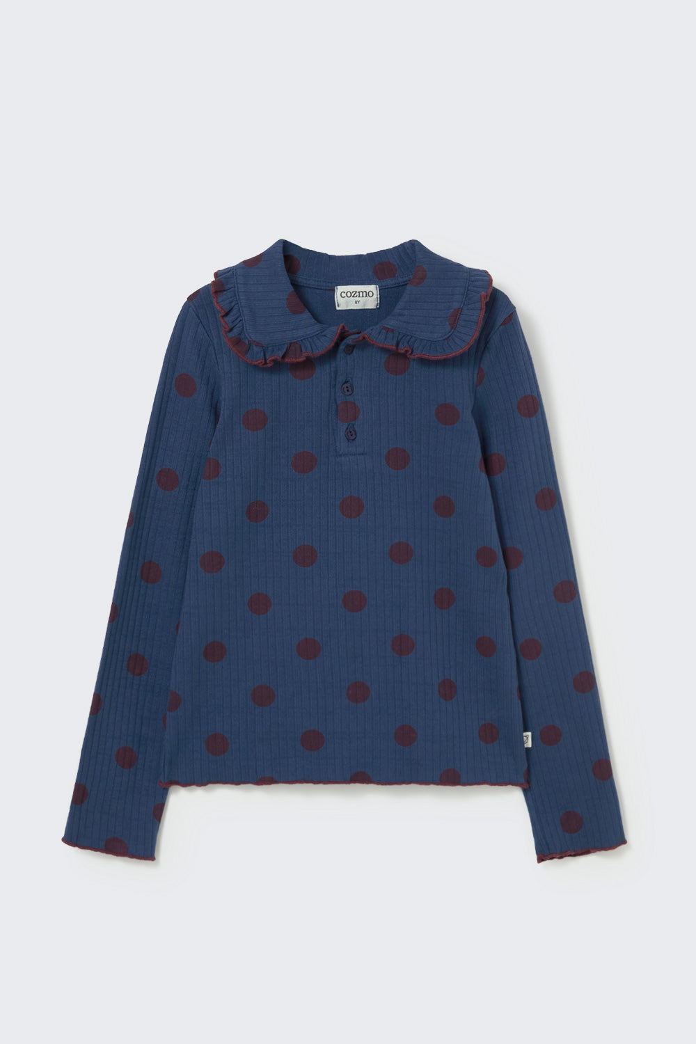 Cala Brushed Polka Dot Rib Top - Navy