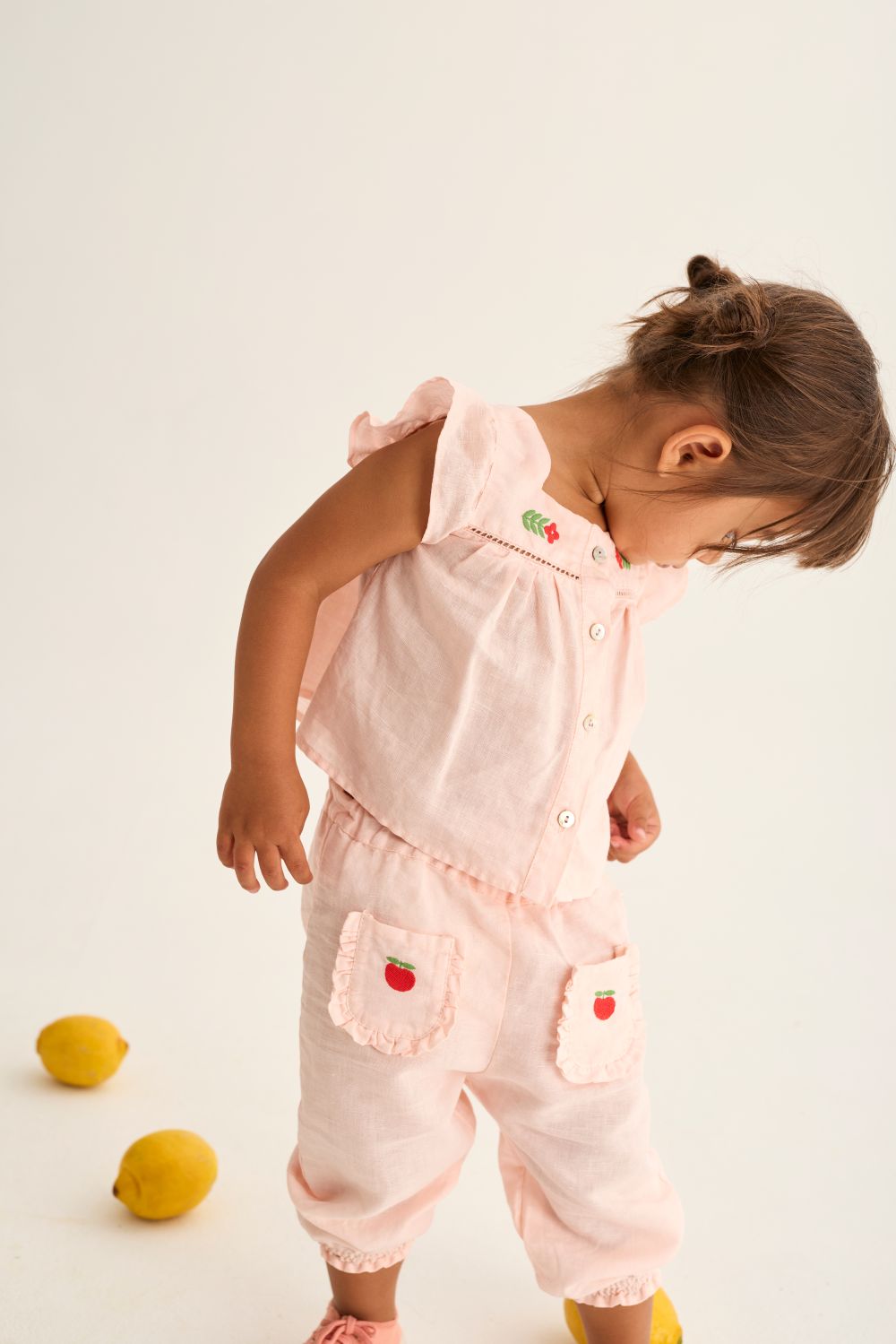 Cami Cotton Linen Baby Pants - Cloud Pink