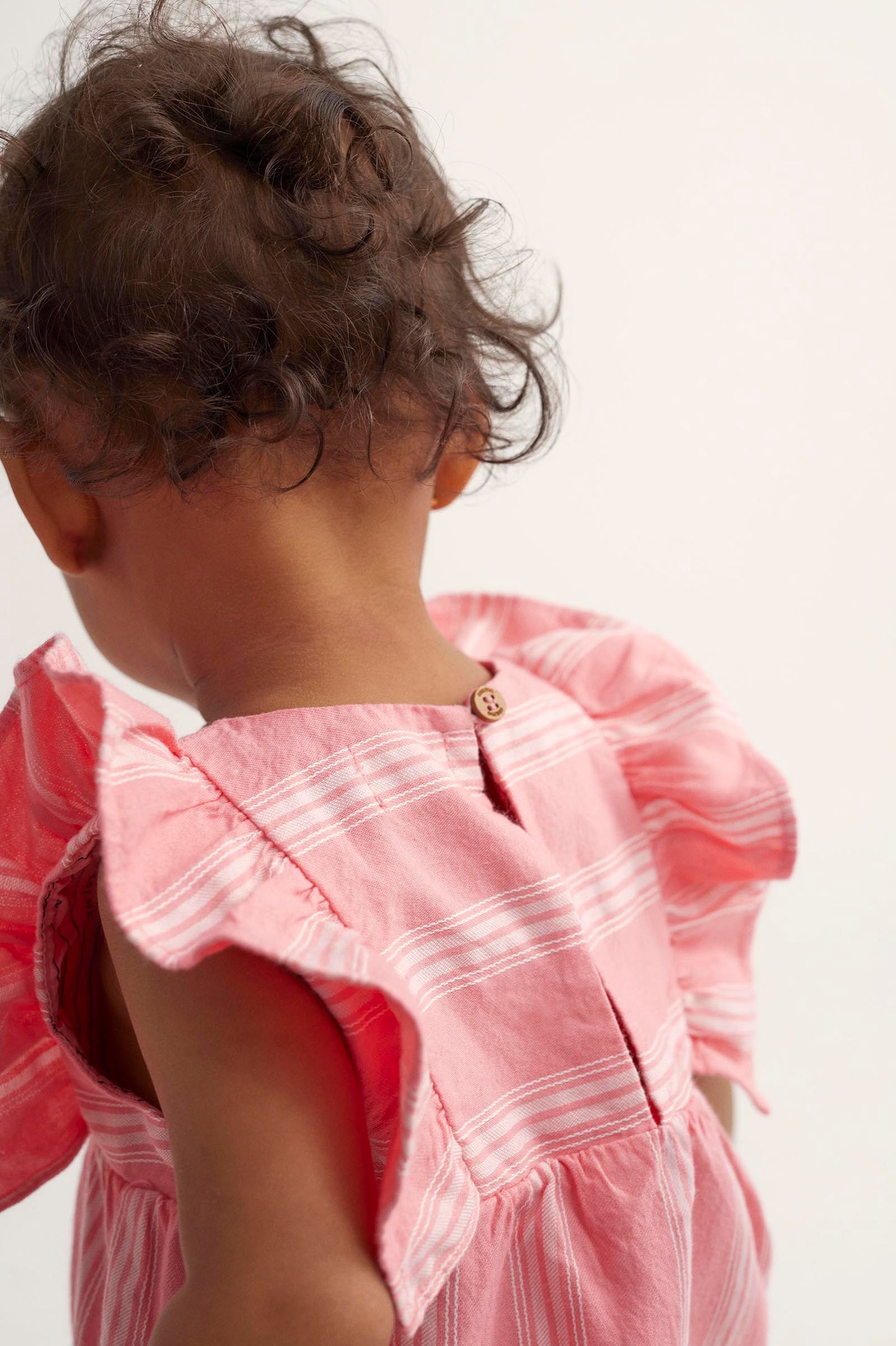 Organic Striped Baby Romper - Confetti Pink