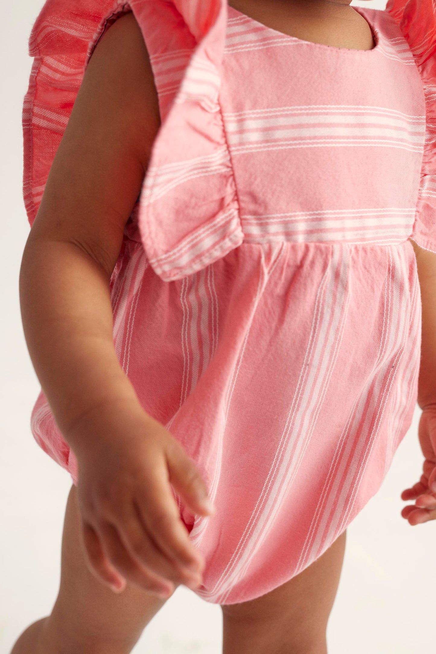 Organic Striped Baby Romper - Confetti Pink