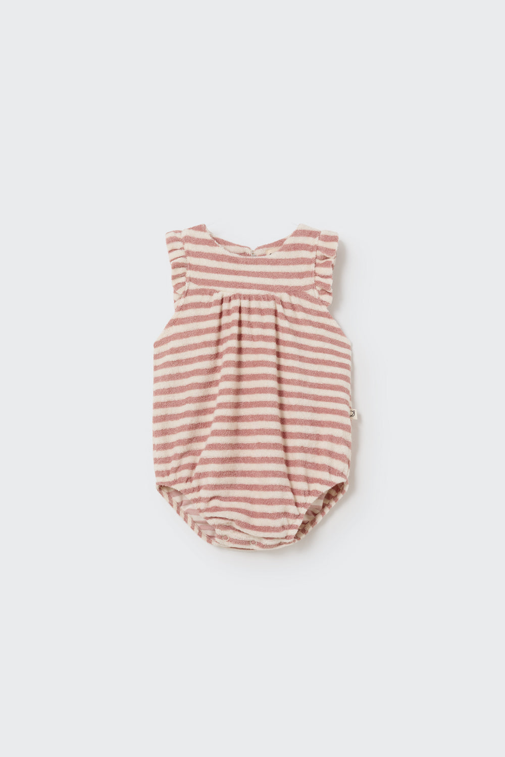 Organic Striped Toweling Baby Romper - Rose