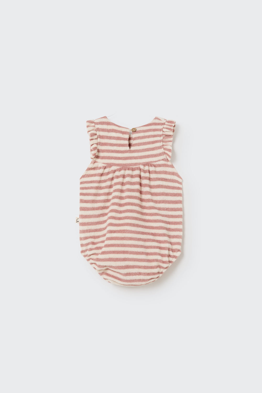 Organic Striped Toweling Baby Romper - Rose
