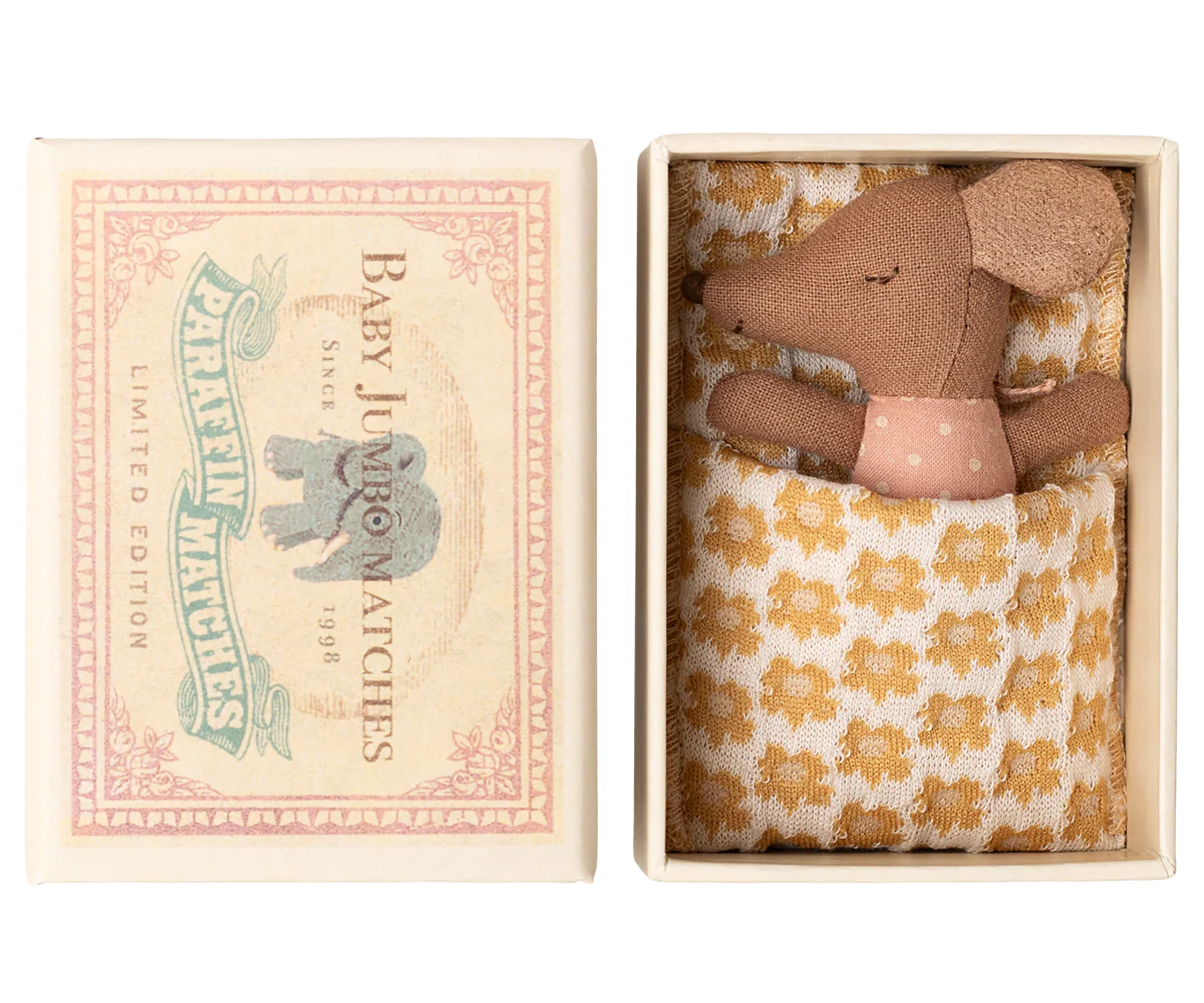 Sleepy wakey baby mouse in matchbox -  Rose