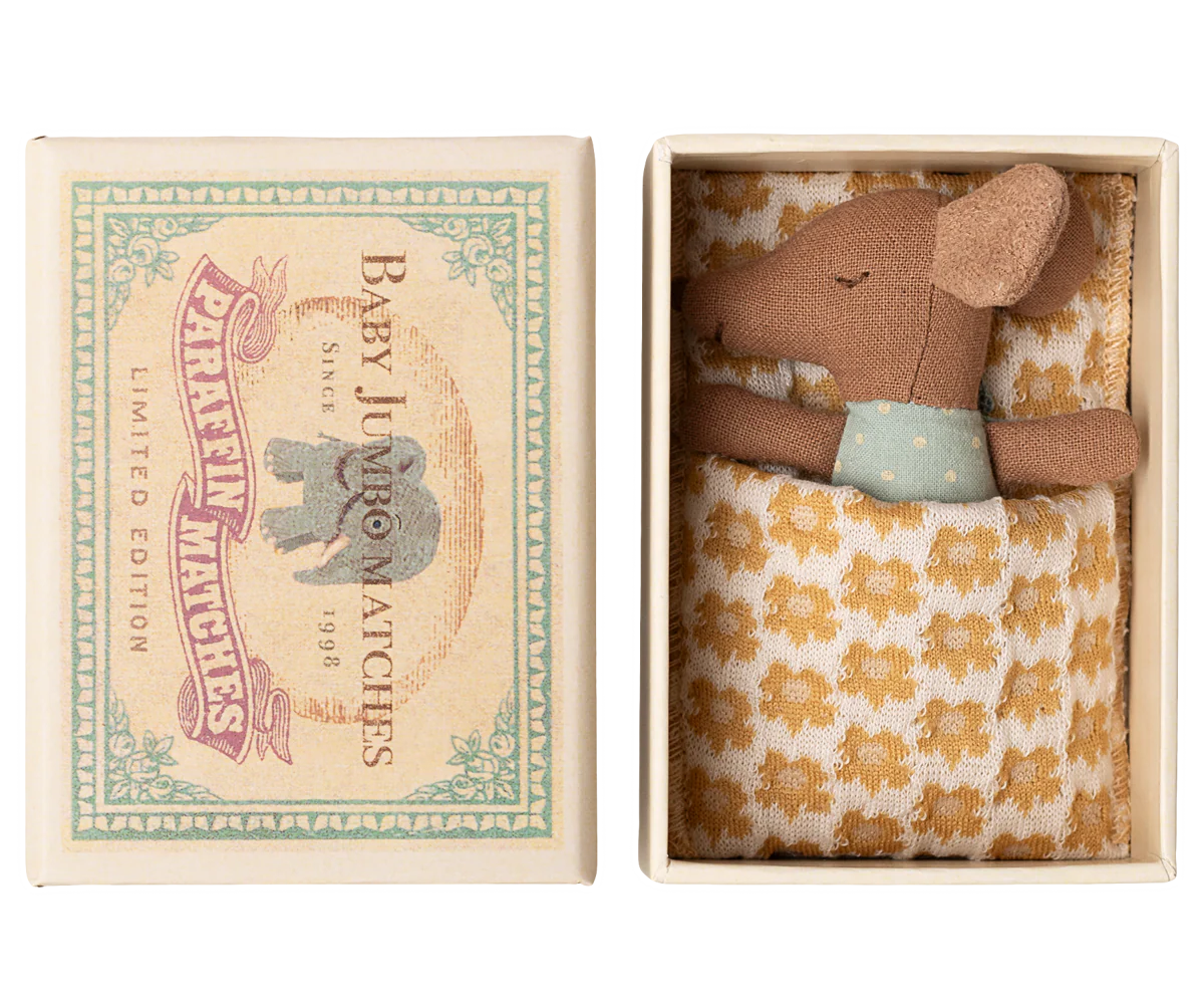 Sleepy wakey baby mouse in matchbox -  Blue