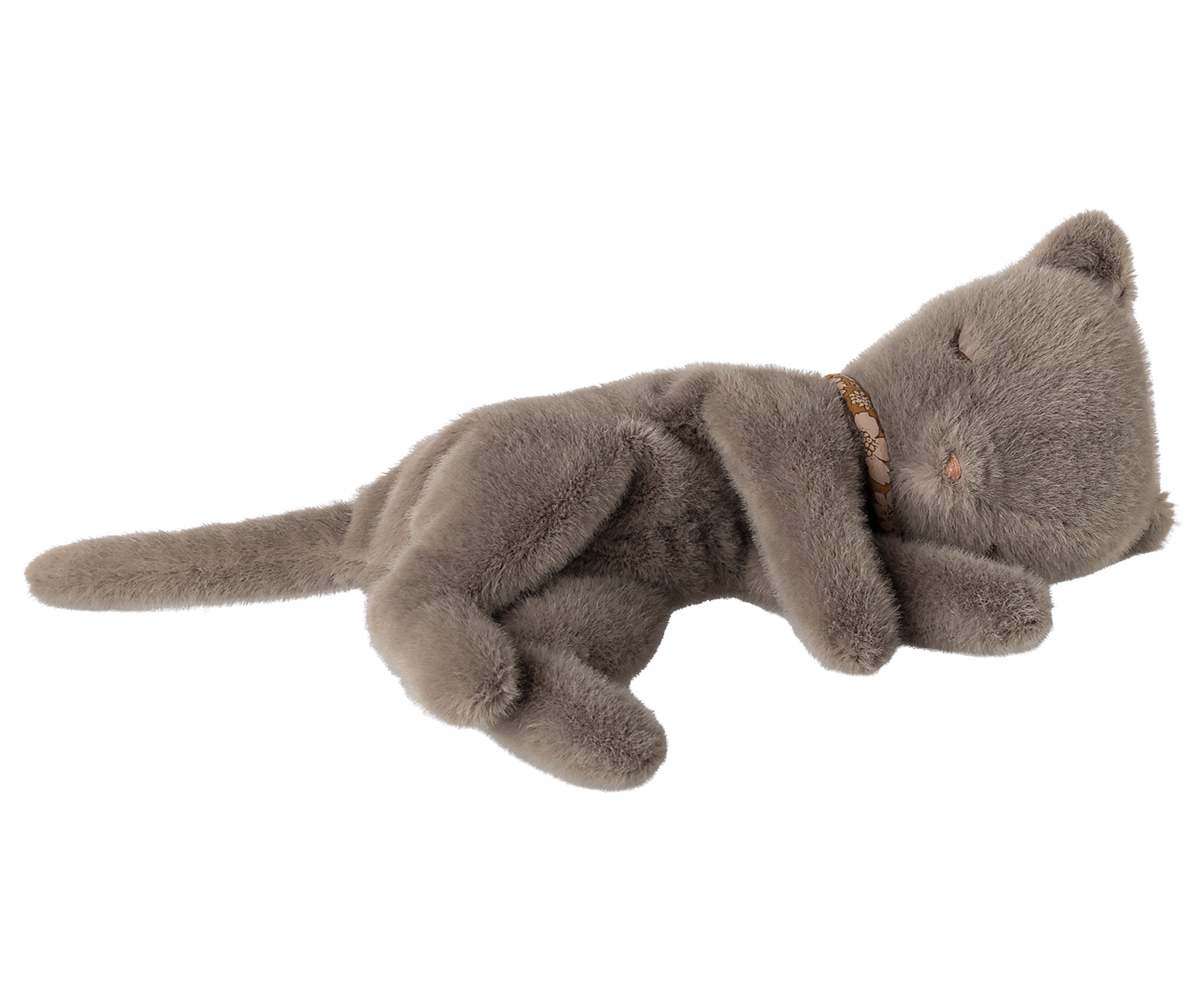 Sleeping Kitten Plush, Small - Grey