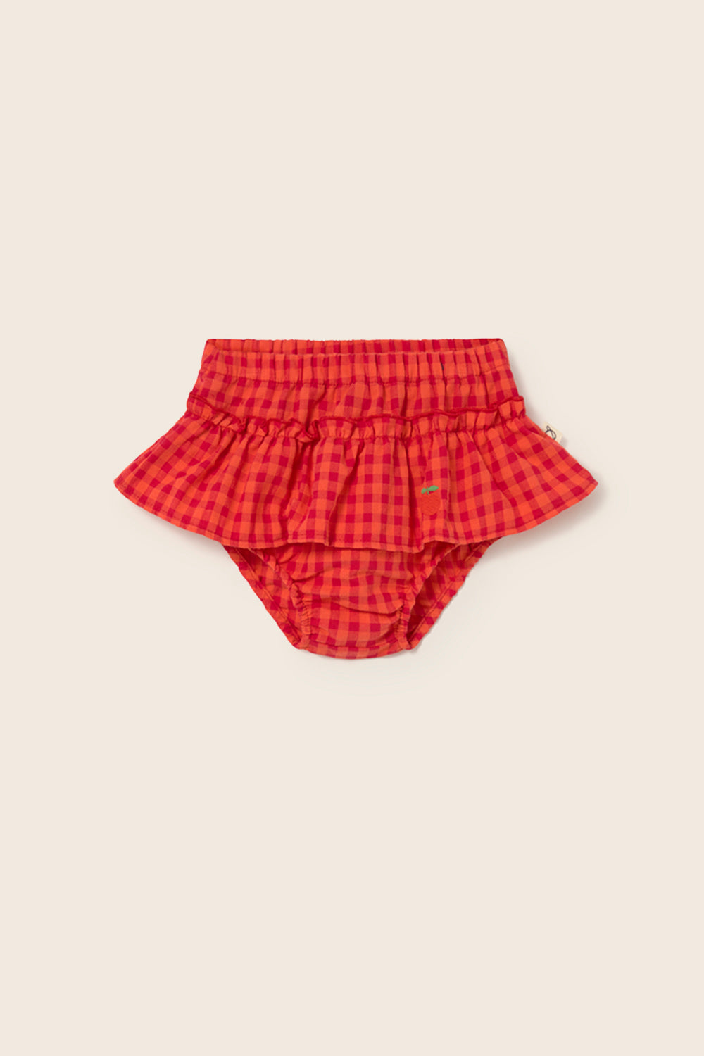 Coral Gingham Cotton Baby Bloomers - Tomato