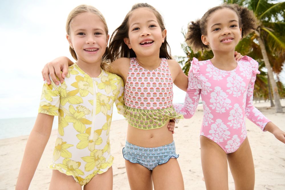 Girls Short Sleeve Arden Suit - Yellow Daffodils