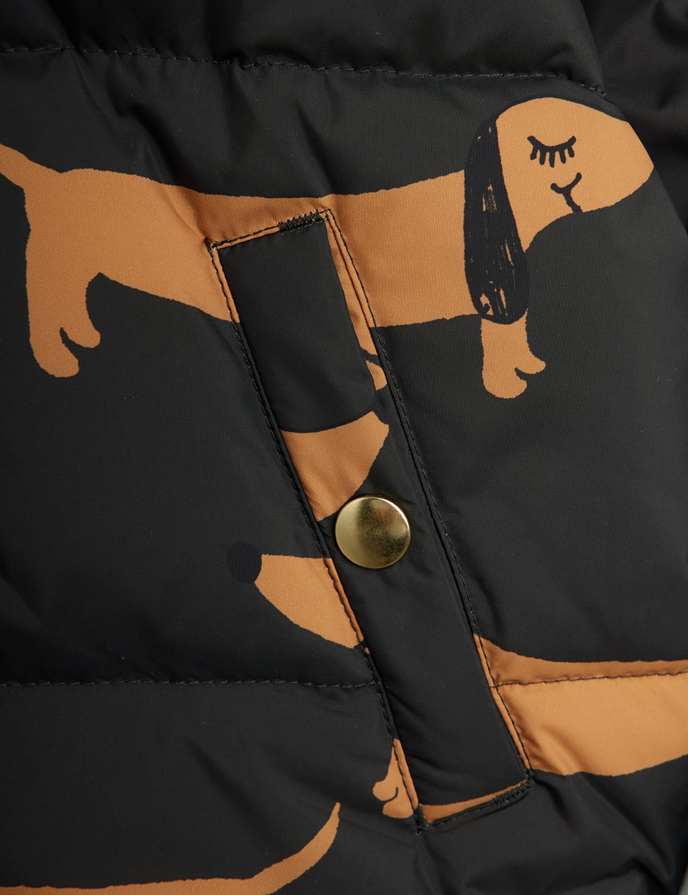 Dog AOP Hooded Puffer - Black