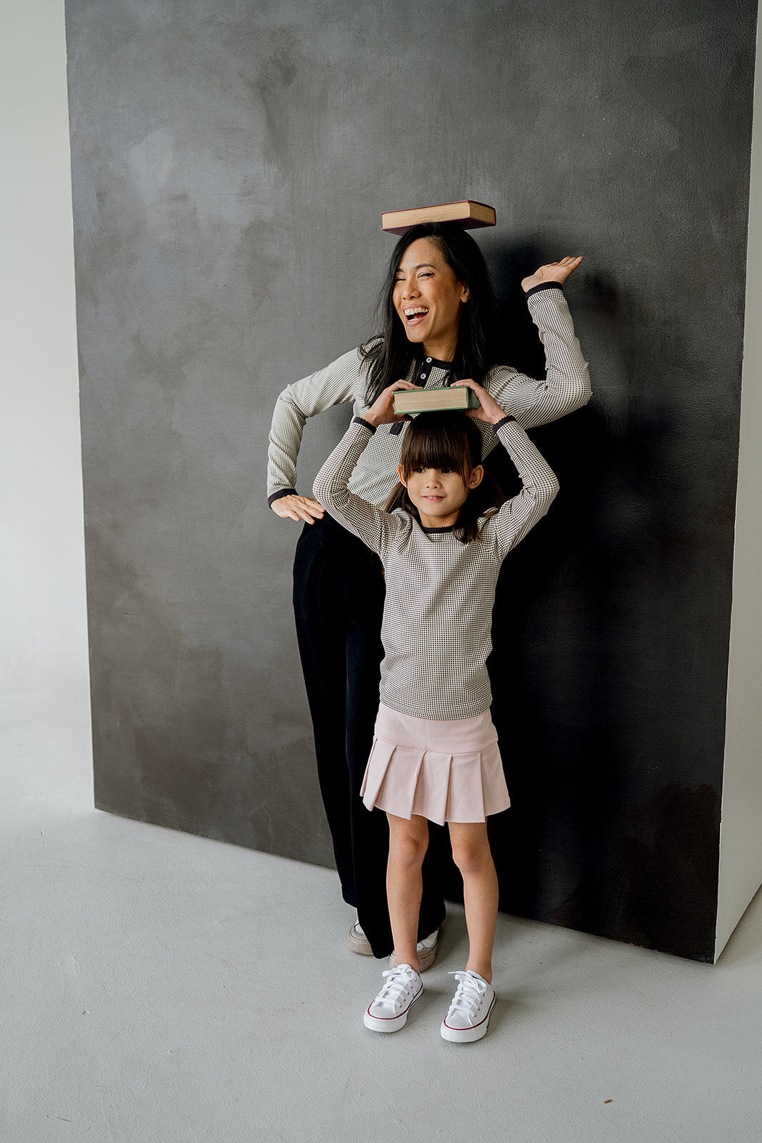 Long Sleeve Beaufort Tee | Black and White Gingham