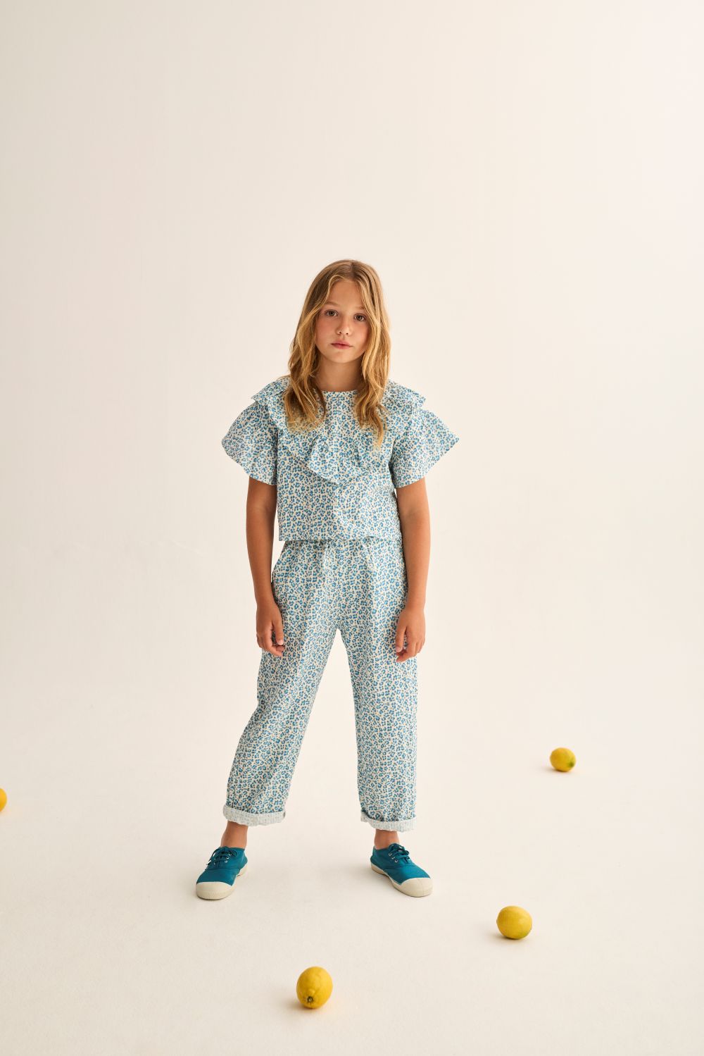 Duna Animal Print Cotton Blouse - Blue