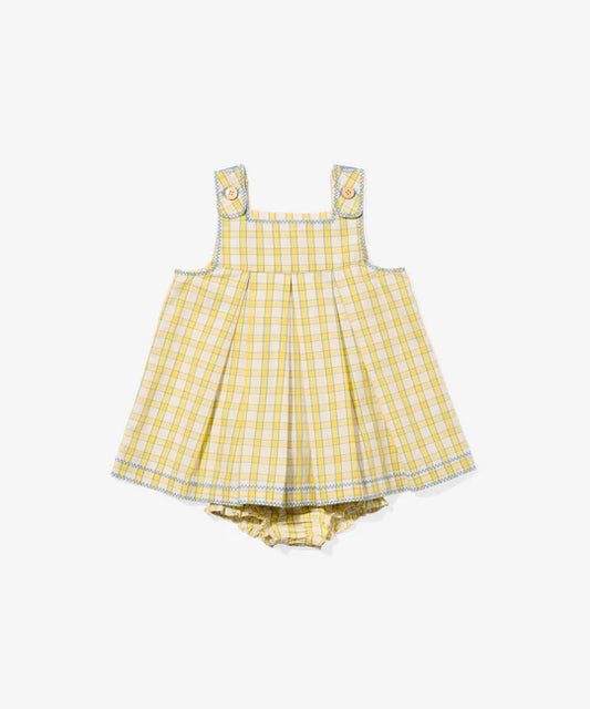 Daisy Baby Dress - Yellow Picnic Check