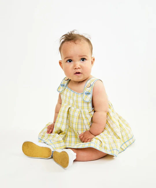 Daisy Baby Dress - Yellow Picnic Check