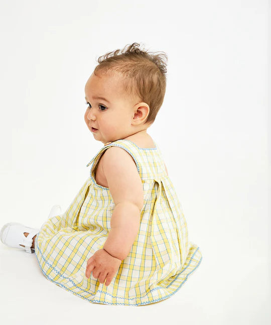 Daisy Baby Dress - Yellow Picnic Check
