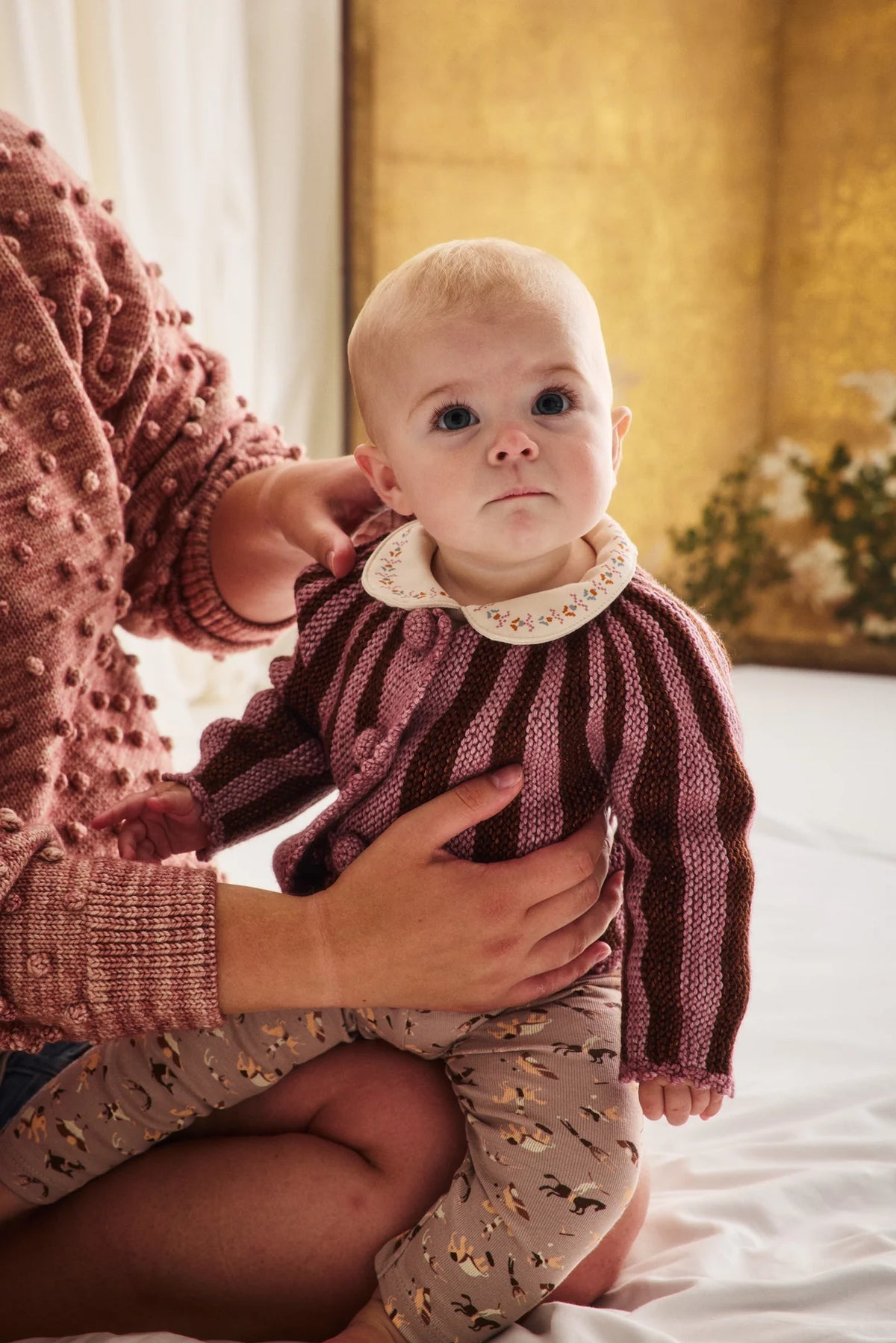 Baby Circus Stripe Cardigan - Antique Rose