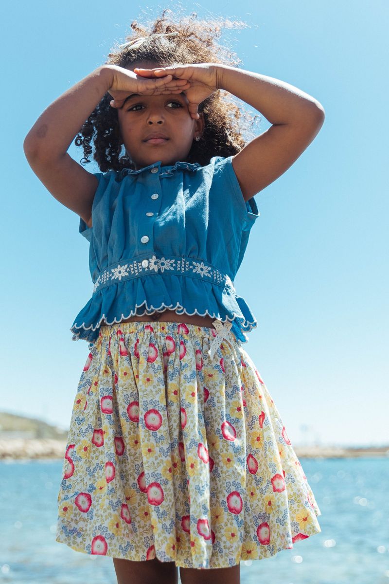 Cora Top in Pacific Blue
