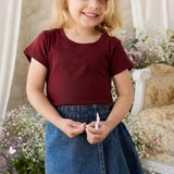 Organic Cotton Rib Helene Tee - Burgundy